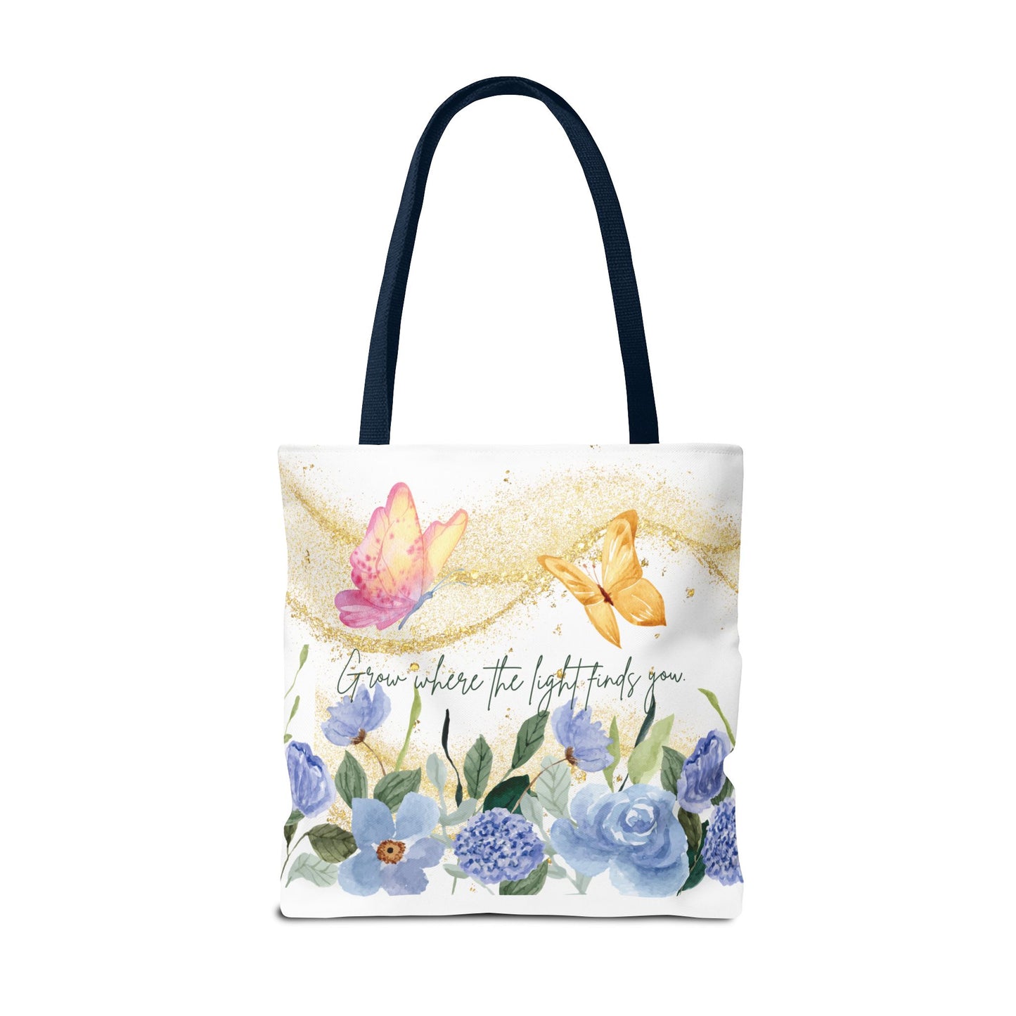 Inspirational Floral Tote Bag - "Grow Where the Light Finds You"
