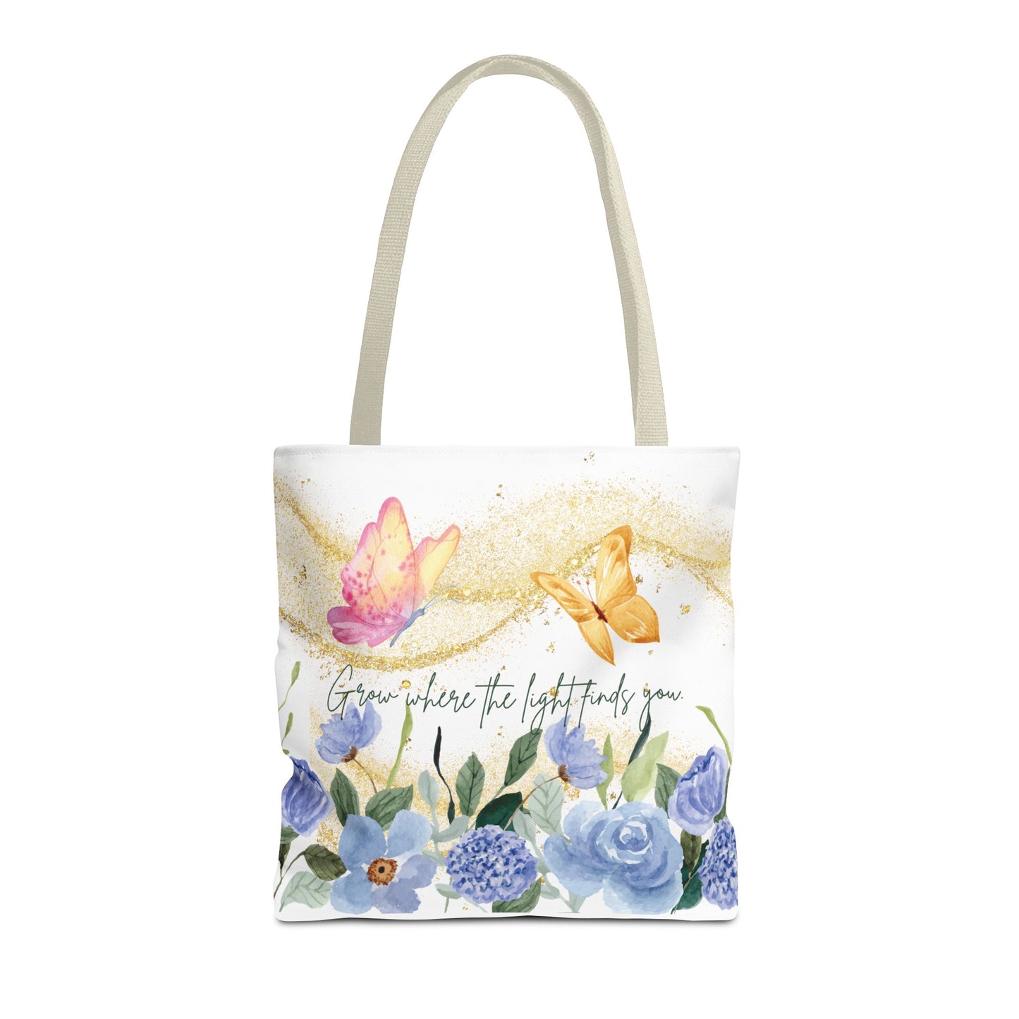 Inspirational Floral Tote Bag - "Grow Where the Light Finds You"