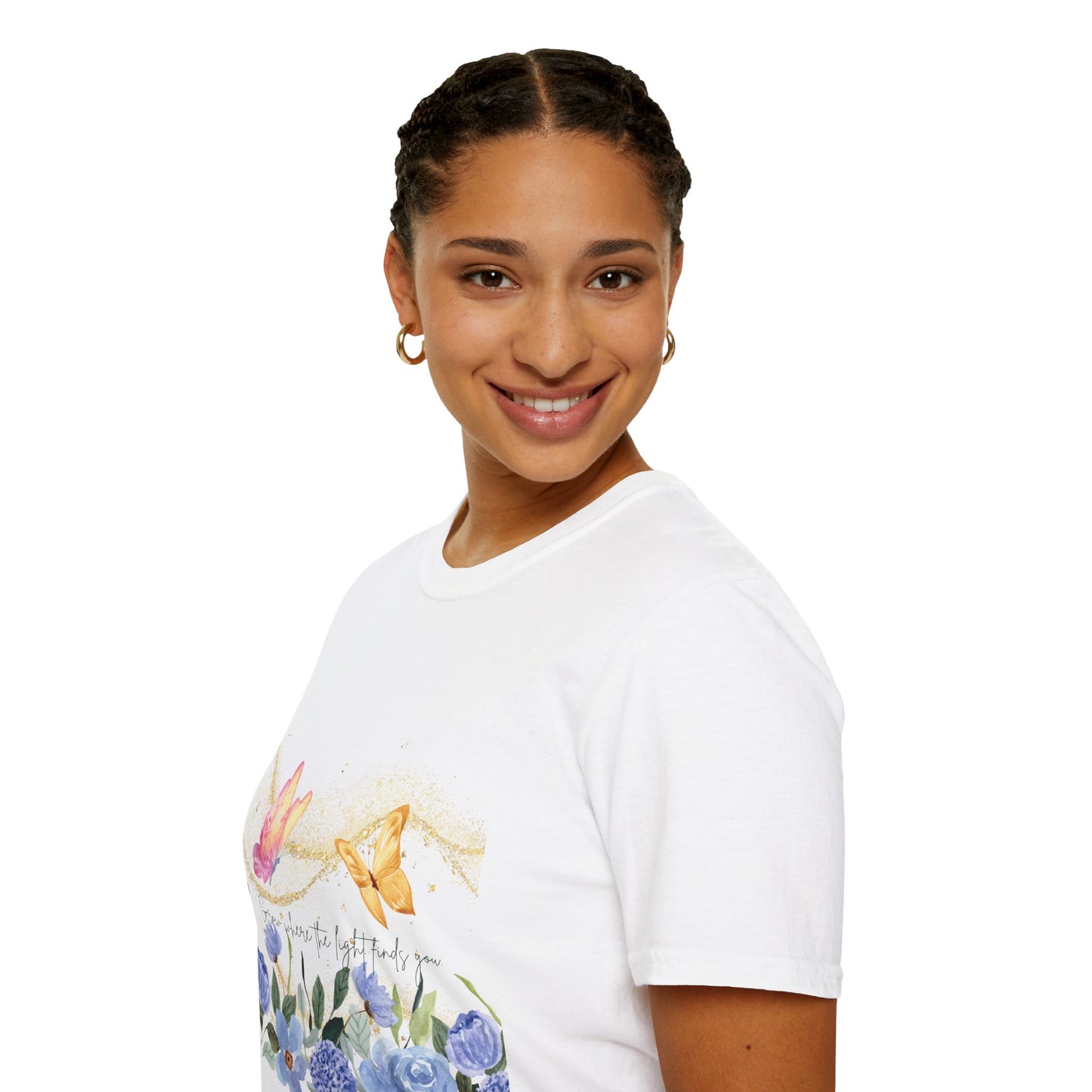 Butterfly Blossom Unisex Softstyle T-Shirt - Inspirational Floral Design