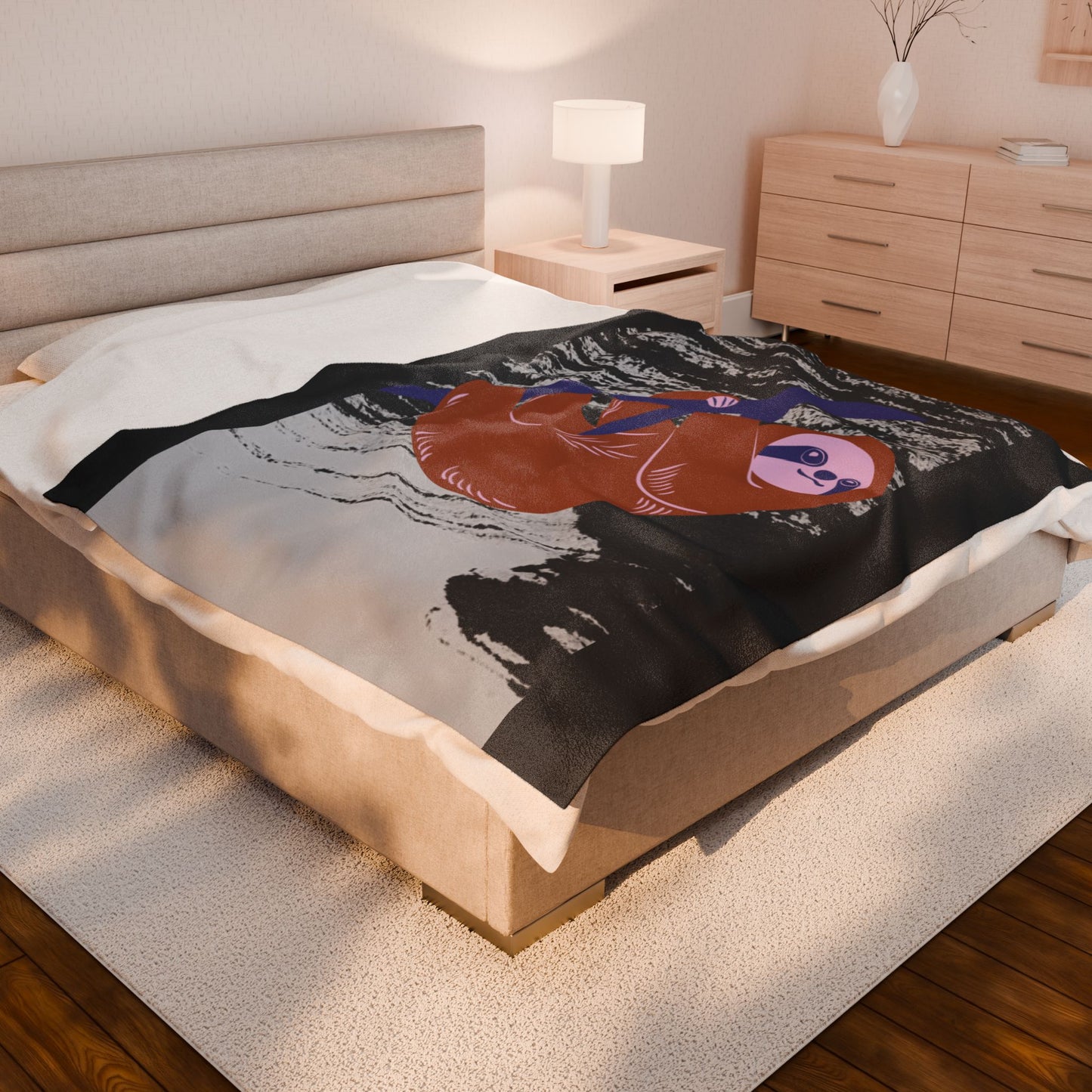 Cozy Sloth Velveteen Plush Blanket – Perfect for Relaxation and Snuggling