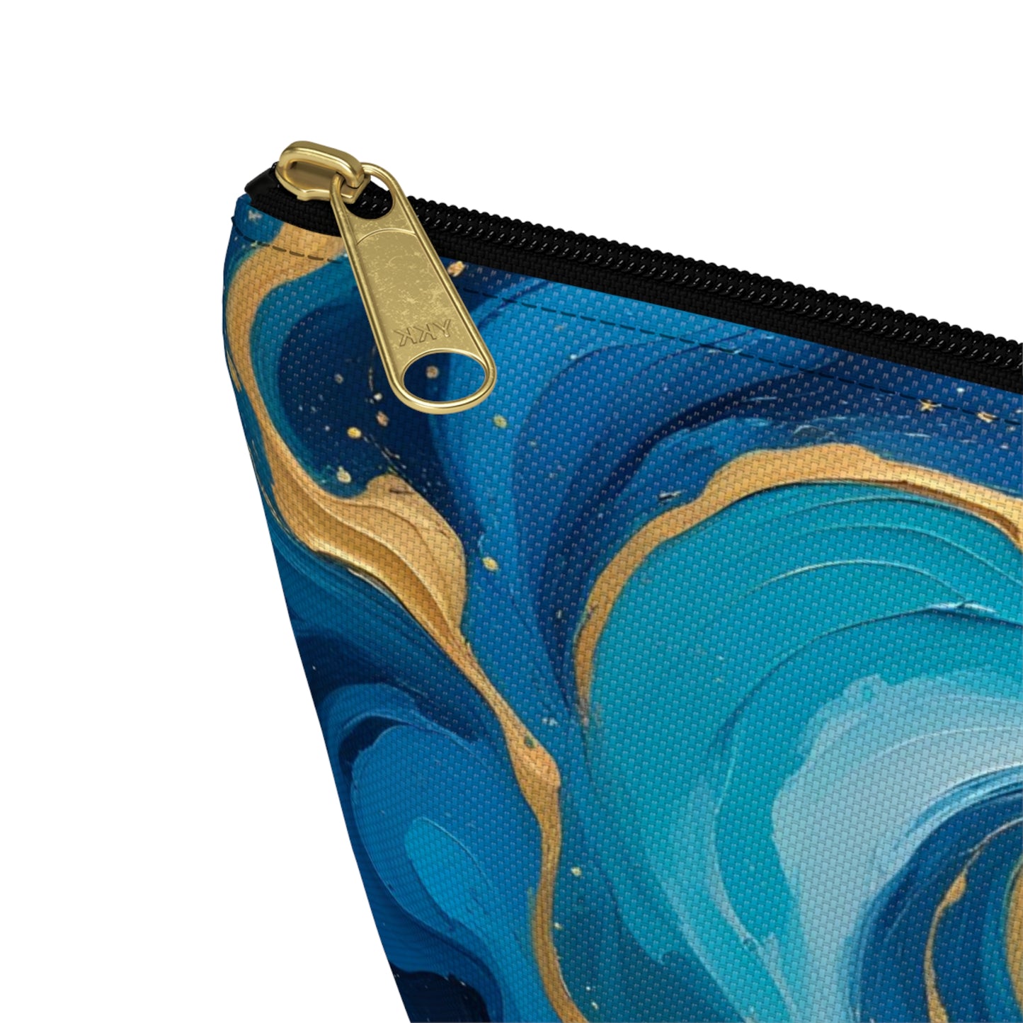 Tide Dreams Accessory Pouch – Celestial Blue & Gold Swirl Bag