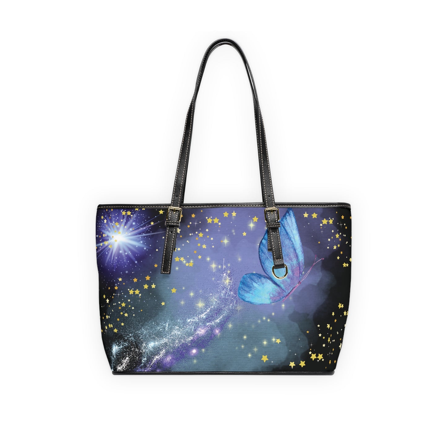 Celestial Butterfly PU Leather Shoulder Bag - Stylish Tote for Cosmic Lovers