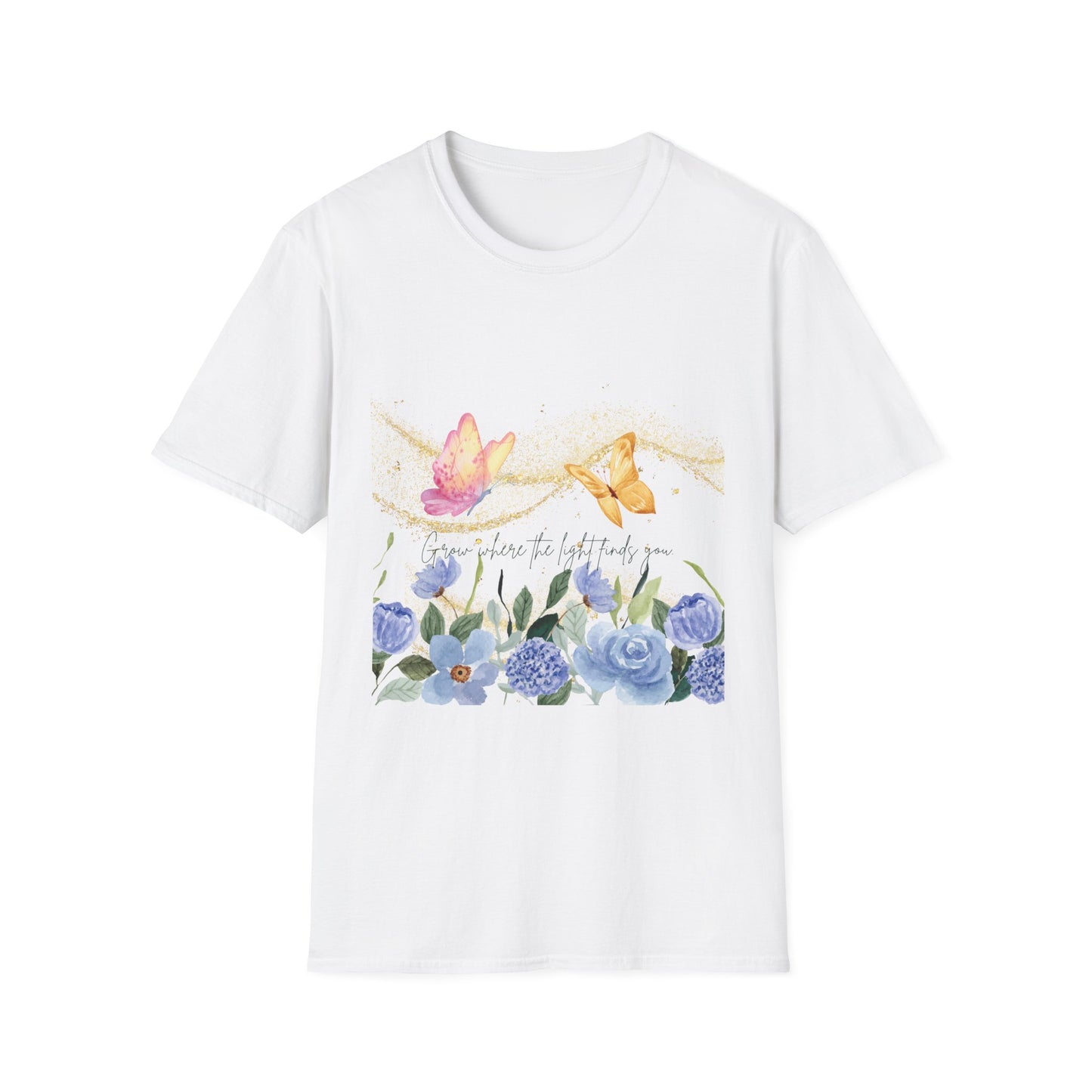 Butterfly Blossom Unisex Softstyle T-Shirt - Inspirational Floral Design