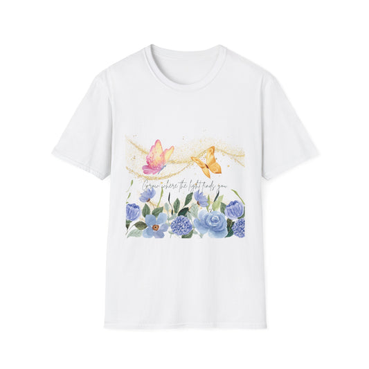Butterfly Blossom Unisex Softstyle T-Shirt - Inspirational Floral Design