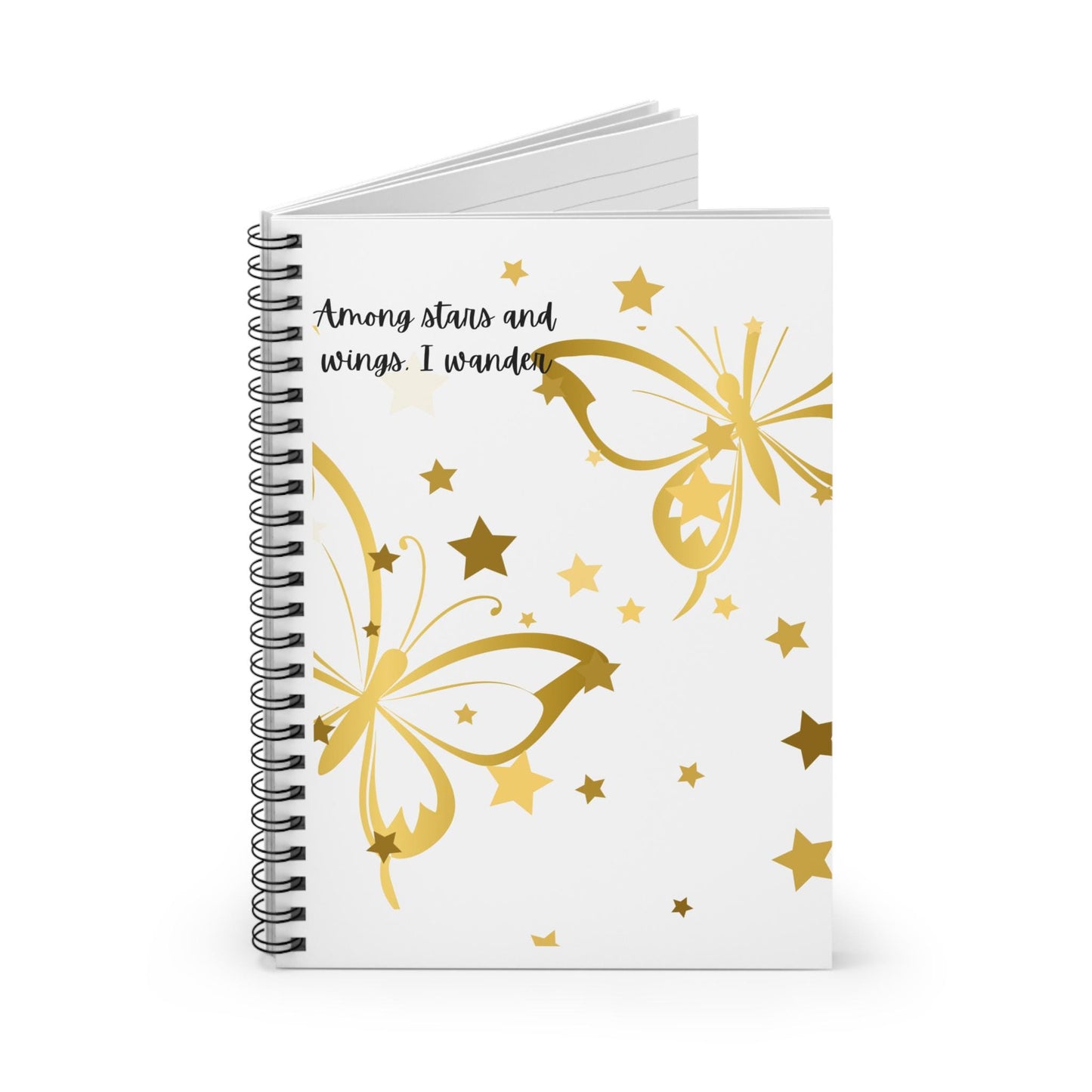 Enchanting Gold Butterfly Spiral Notebook - Ruled Lines, Perfect for Journaling, Writing, Gifts, Inspirational Quotes, Nature Lovers