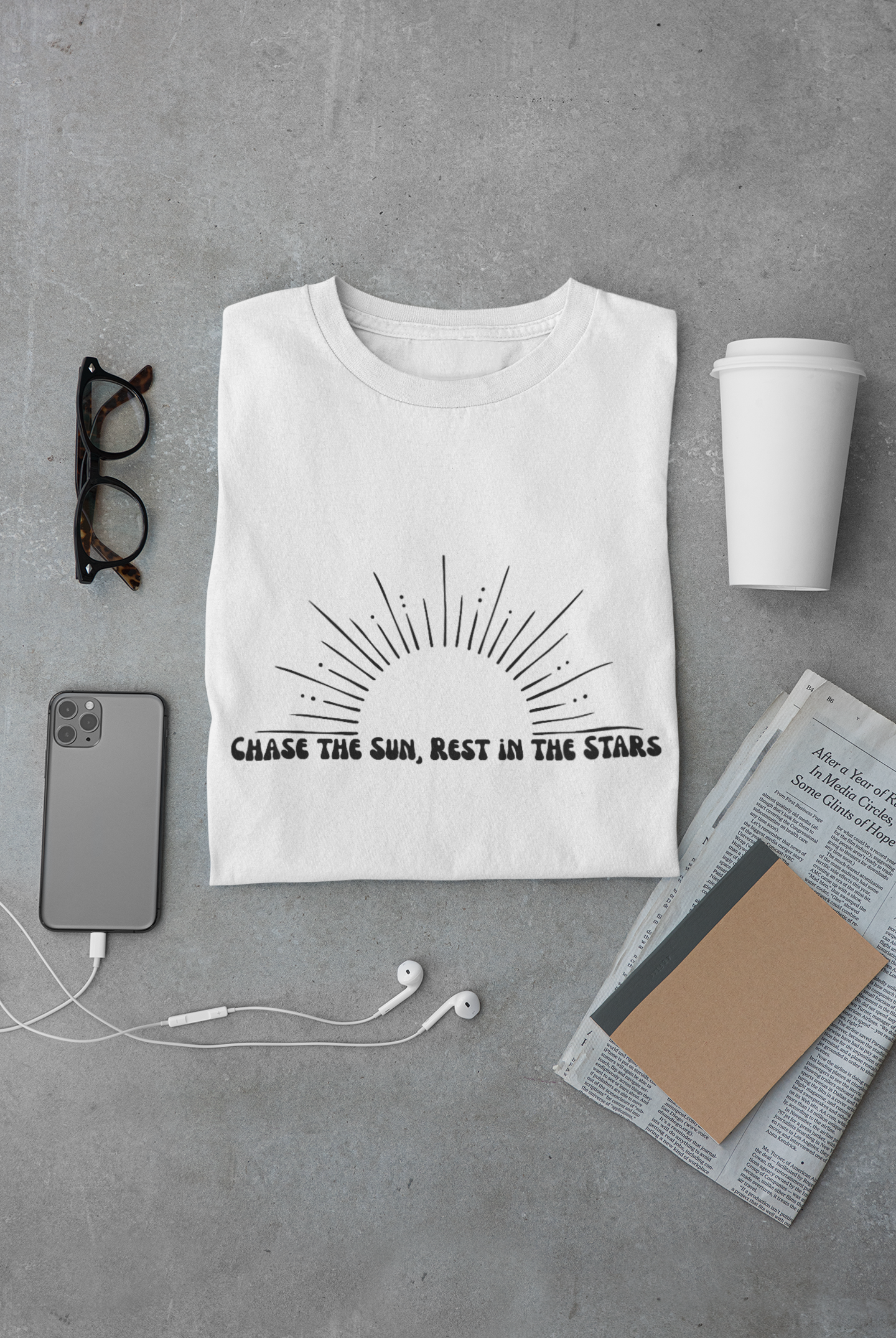 Chase the Sun, Rest in the Stars Tee – Minimalist Celestial Shirt