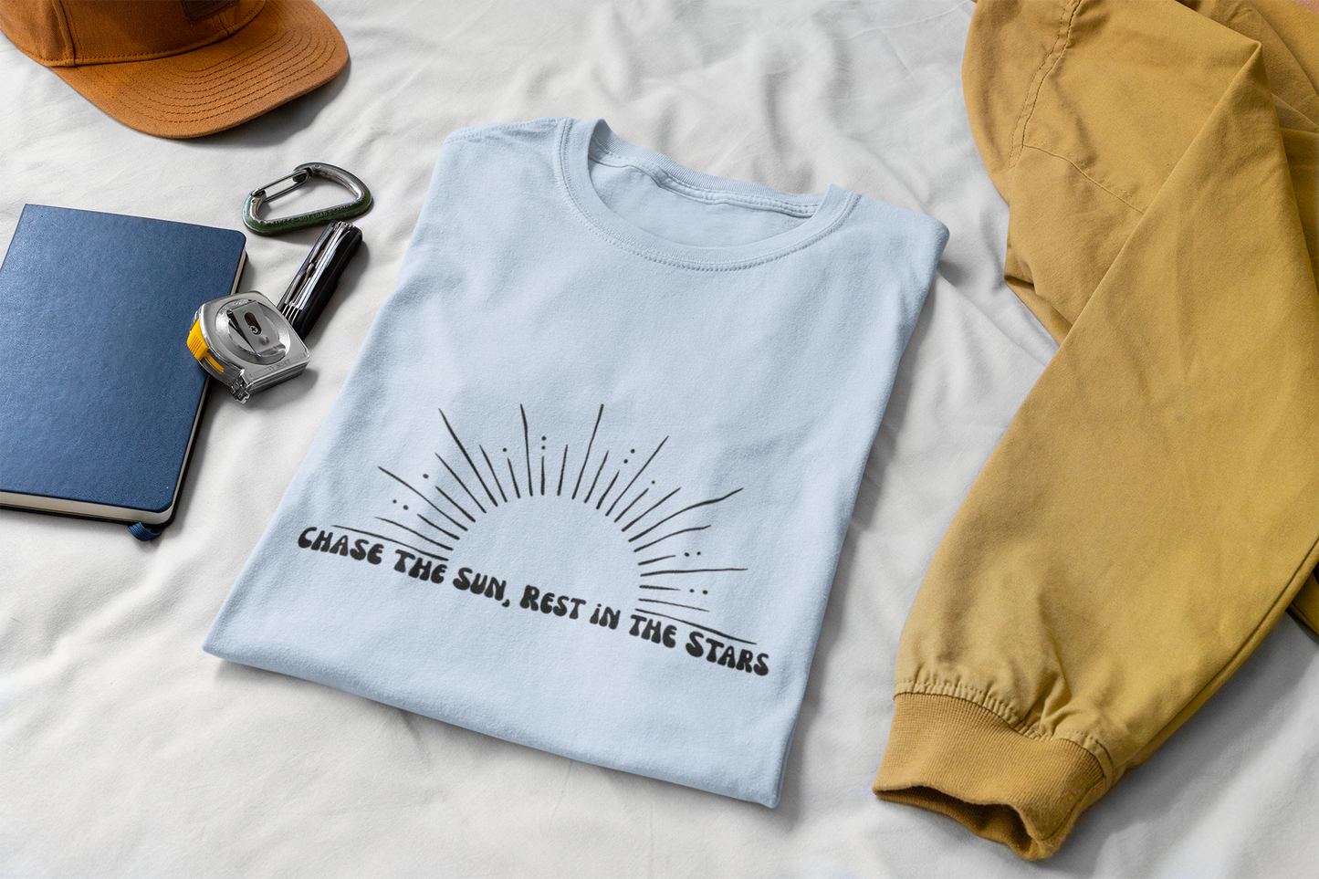 Chase the Sun, Rest in the Stars Tee – Minimalist Celestial Shirt