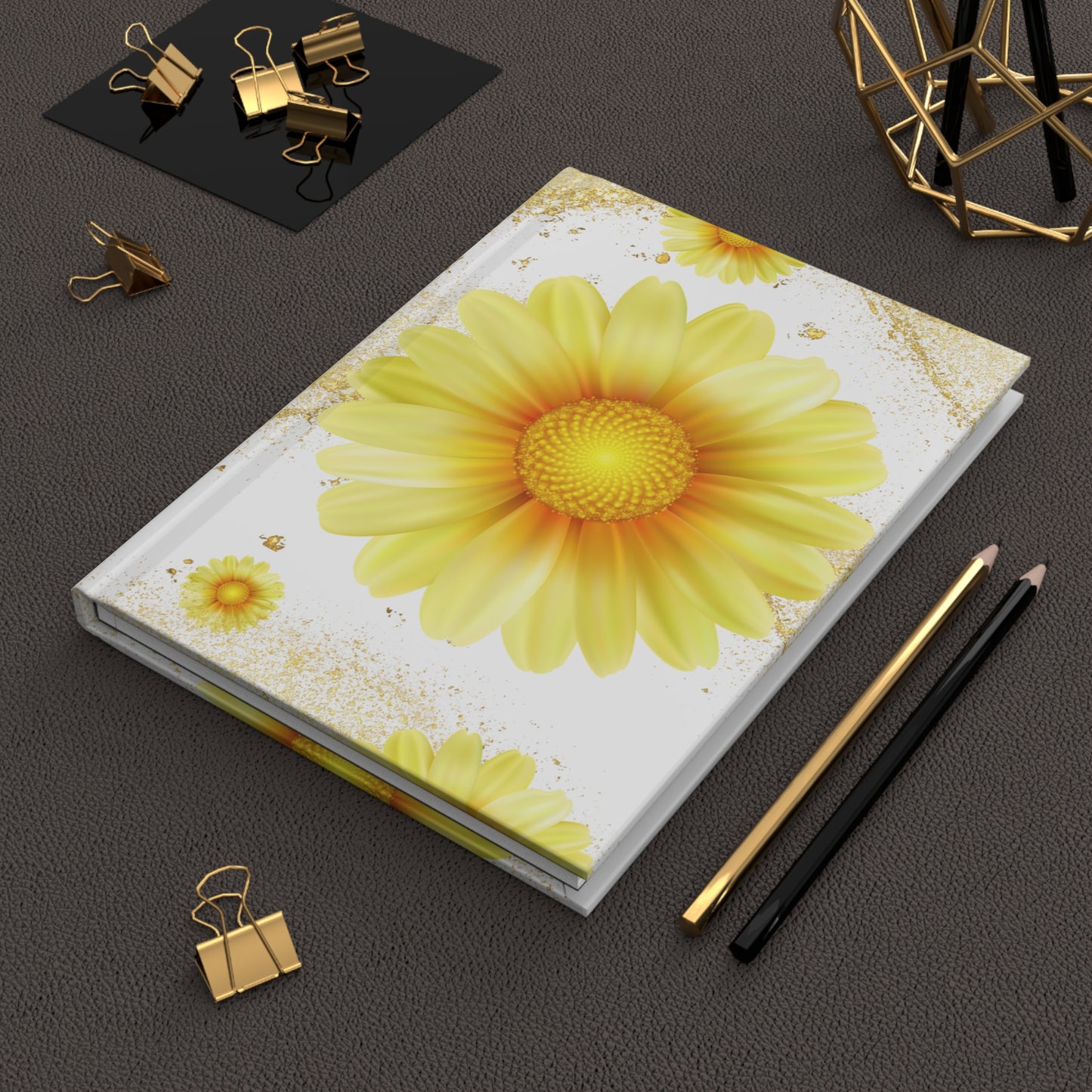 Sunshine Floral Hardcover Journal, Inspirational Notebook, Daisy Design Journal, Spring Gift, Writing Journal