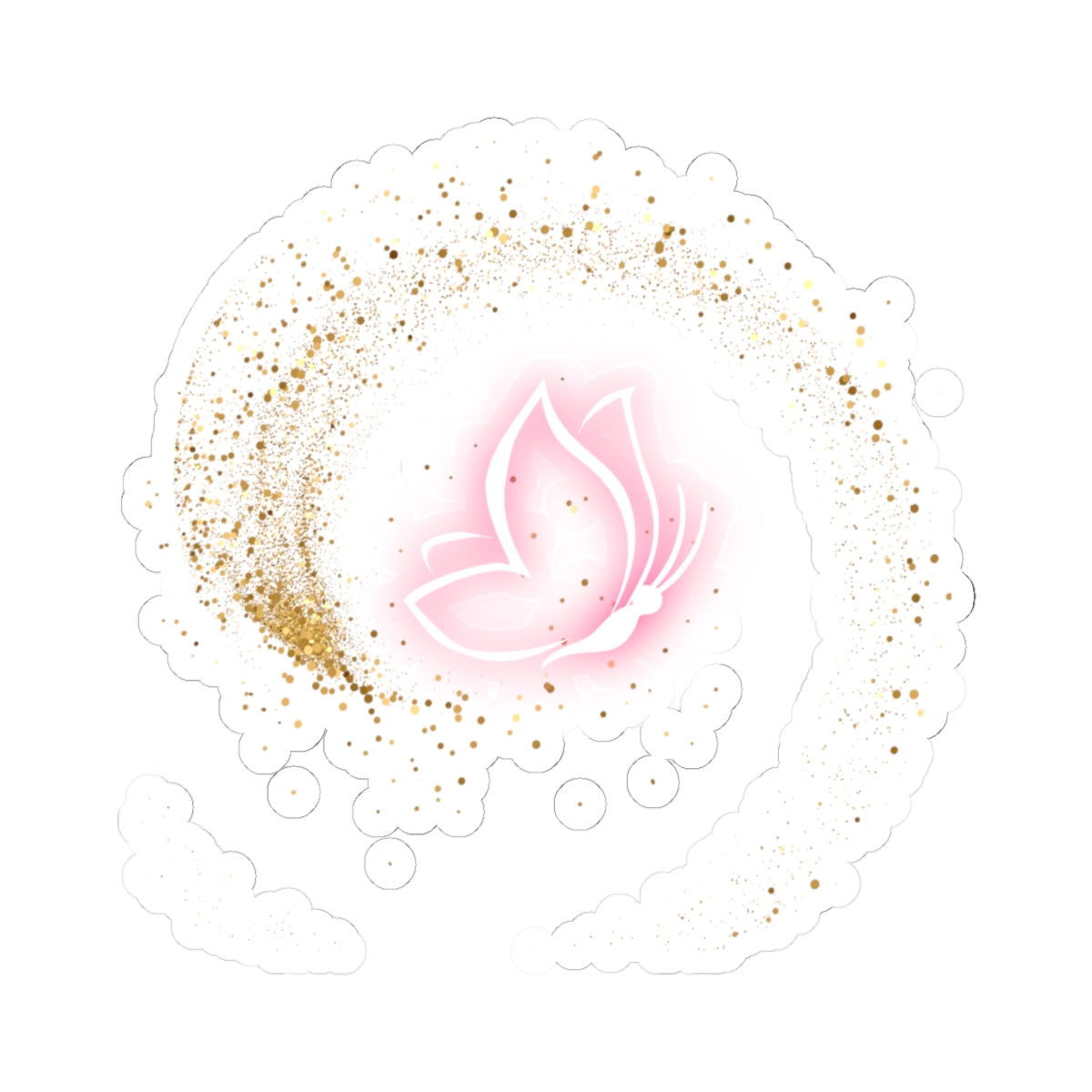 Elegant Pink Butterfly Sticker – Pink and Gold Inspirational Floral Art – Laptop, Water Bottle, Gift for Herarty Favors