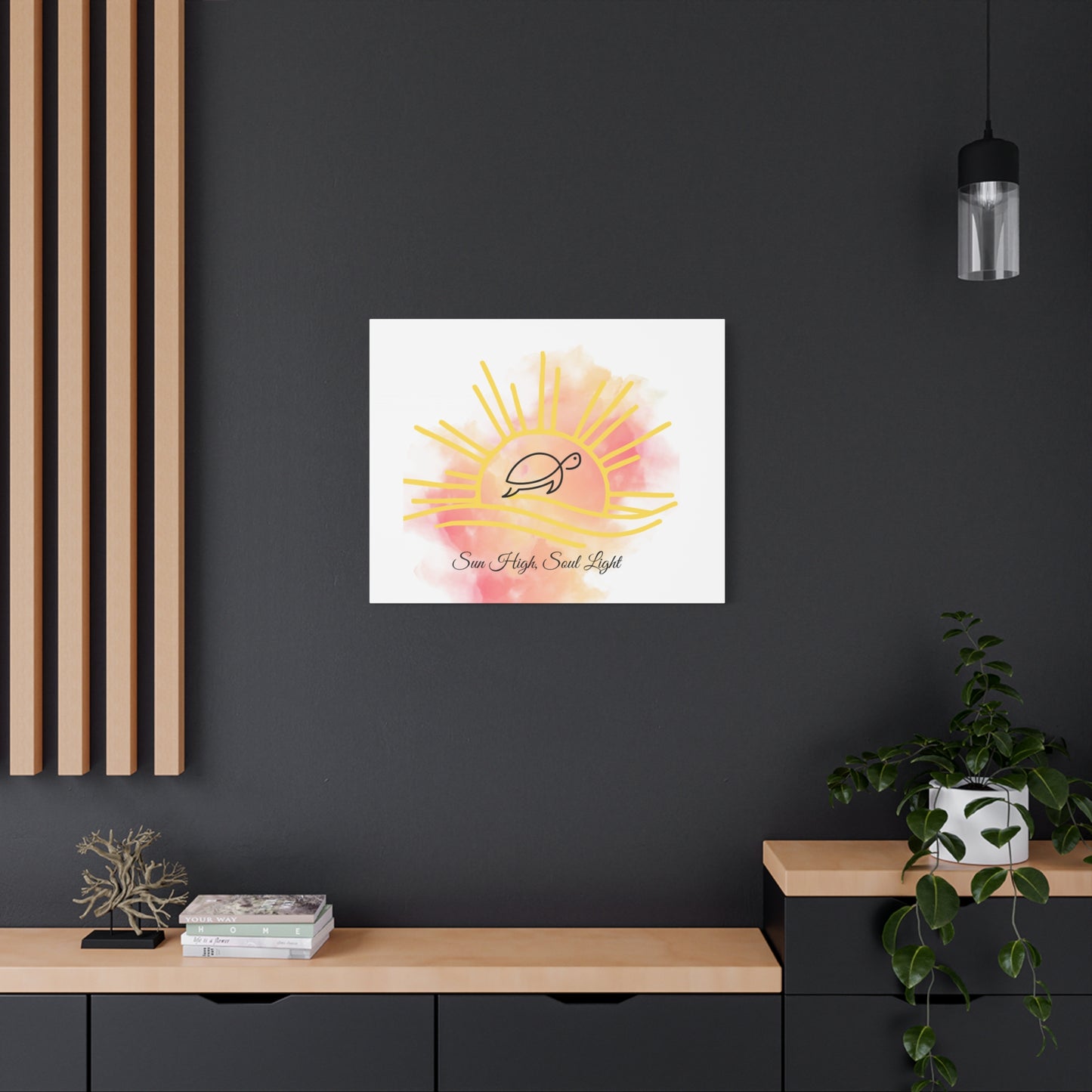 Sun High Soul Light Canvas – Watercolor Turtle & Sunrise Wall Art | Coastal Inspirational Decor