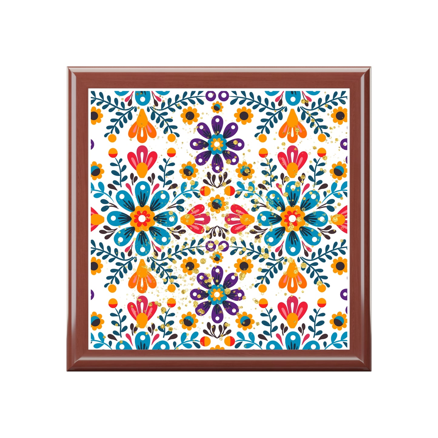 Celestial Bloom Jewelry Box – Boho Floral Folk Art Keepsake Box | Colorful Gift for Her | Stardust Cove