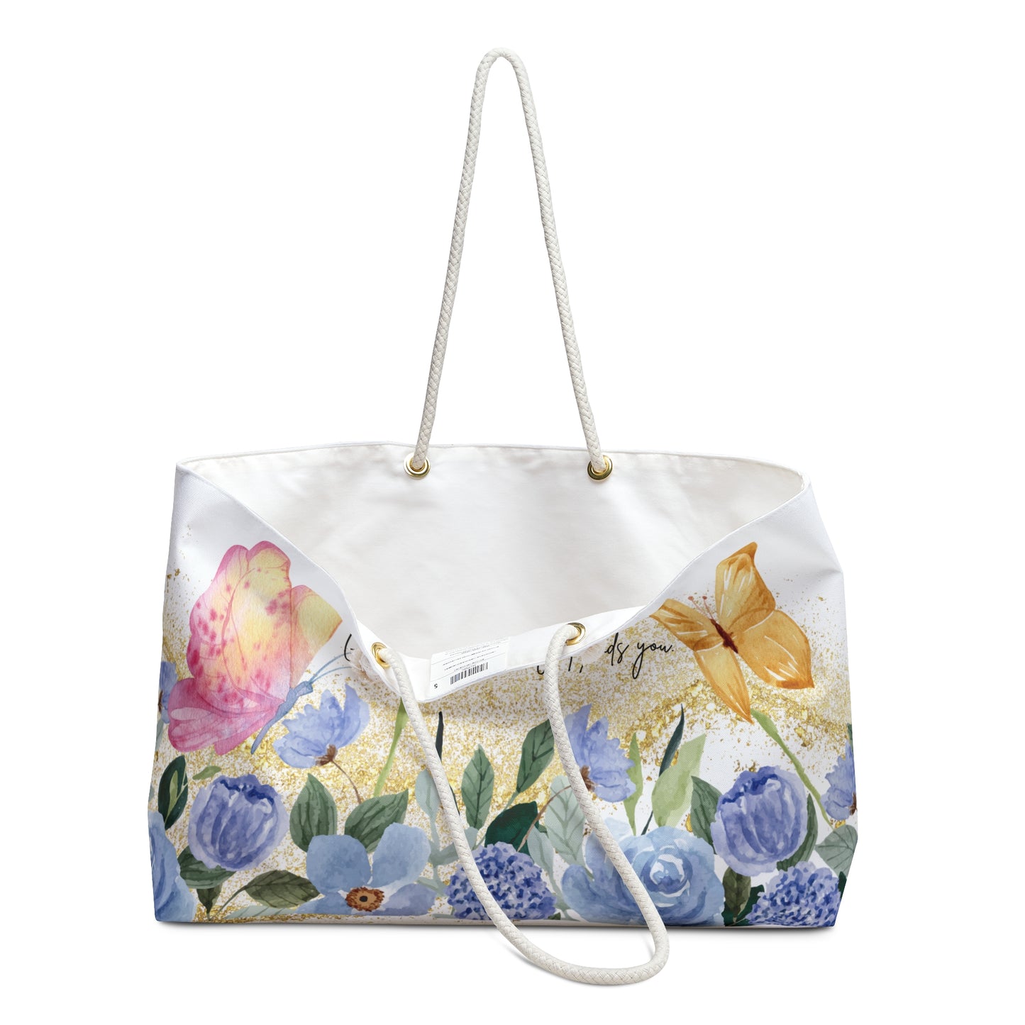 Floral Butterfly Weekender Bag - "Grow Wherever the Light Finds You"