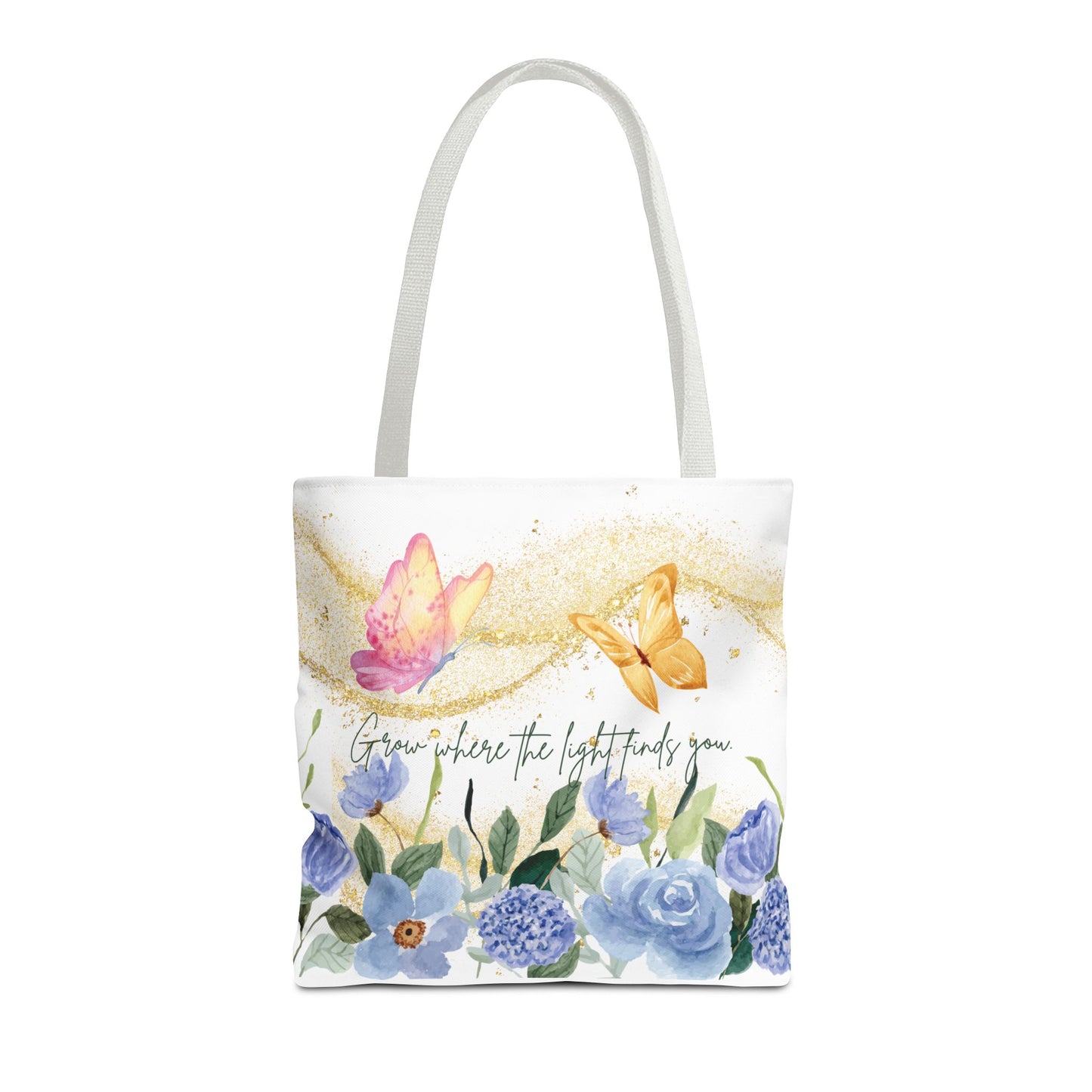 Inspirational Floral Tote Bag - "Grow Where the Light Finds You"