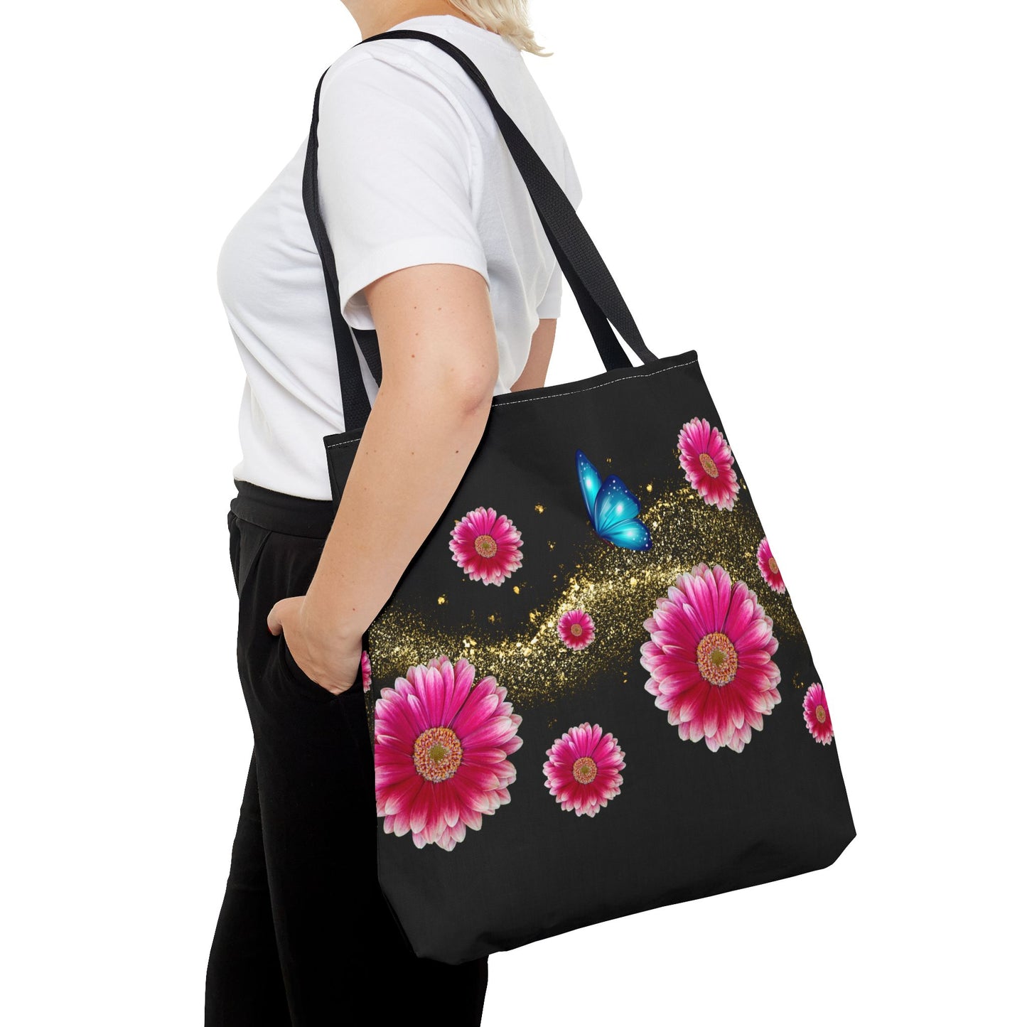 Floral Butterfly Tote Bag, Flower Power Bag, AOP Floral Shopper, Spring Tote, Gift for Nature Lovers, Eco-Friendly Bag