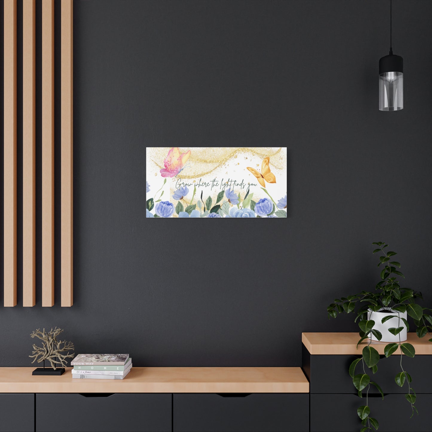 Inspirational Floral Canvas Art - "Grow Where the Light Finds You"