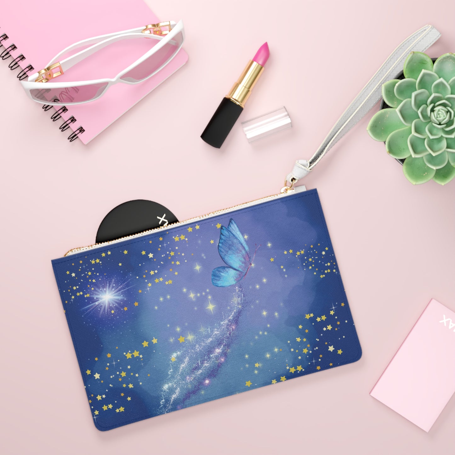 Celestial Butterfly Clutch Bag - Magical Night Sky Design