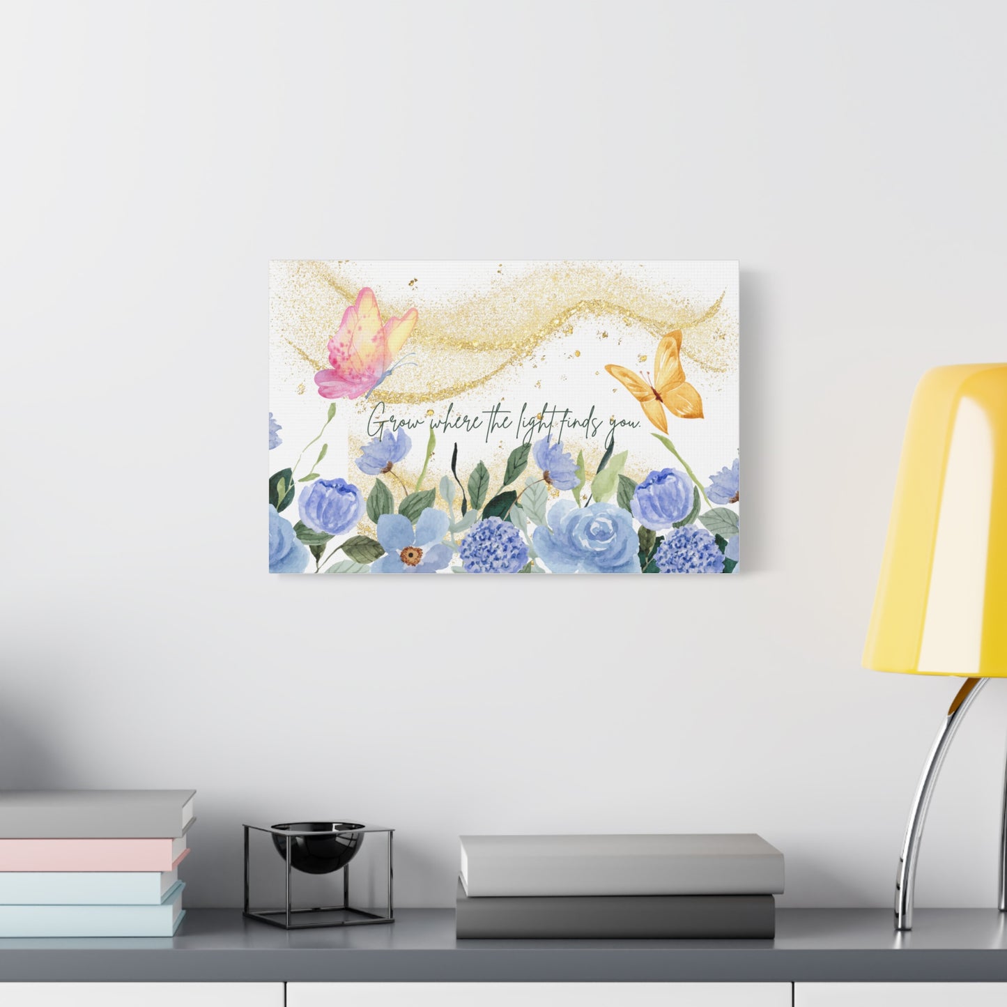 Inspirational Floral Canvas Art - "Grow Where the Light Finds You"