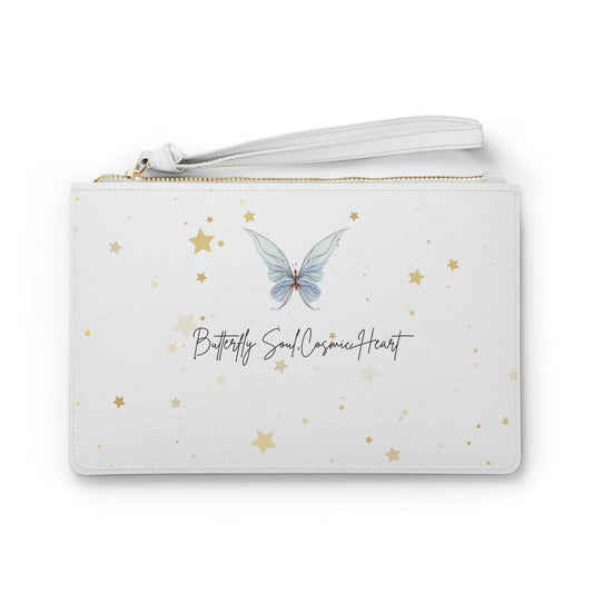 Butterfly Spirit Clutch Bag - Cosmic Heart Design - Perfect for Evening Out, Gift for Her, Party Accessory, Boho Style, Starry Night