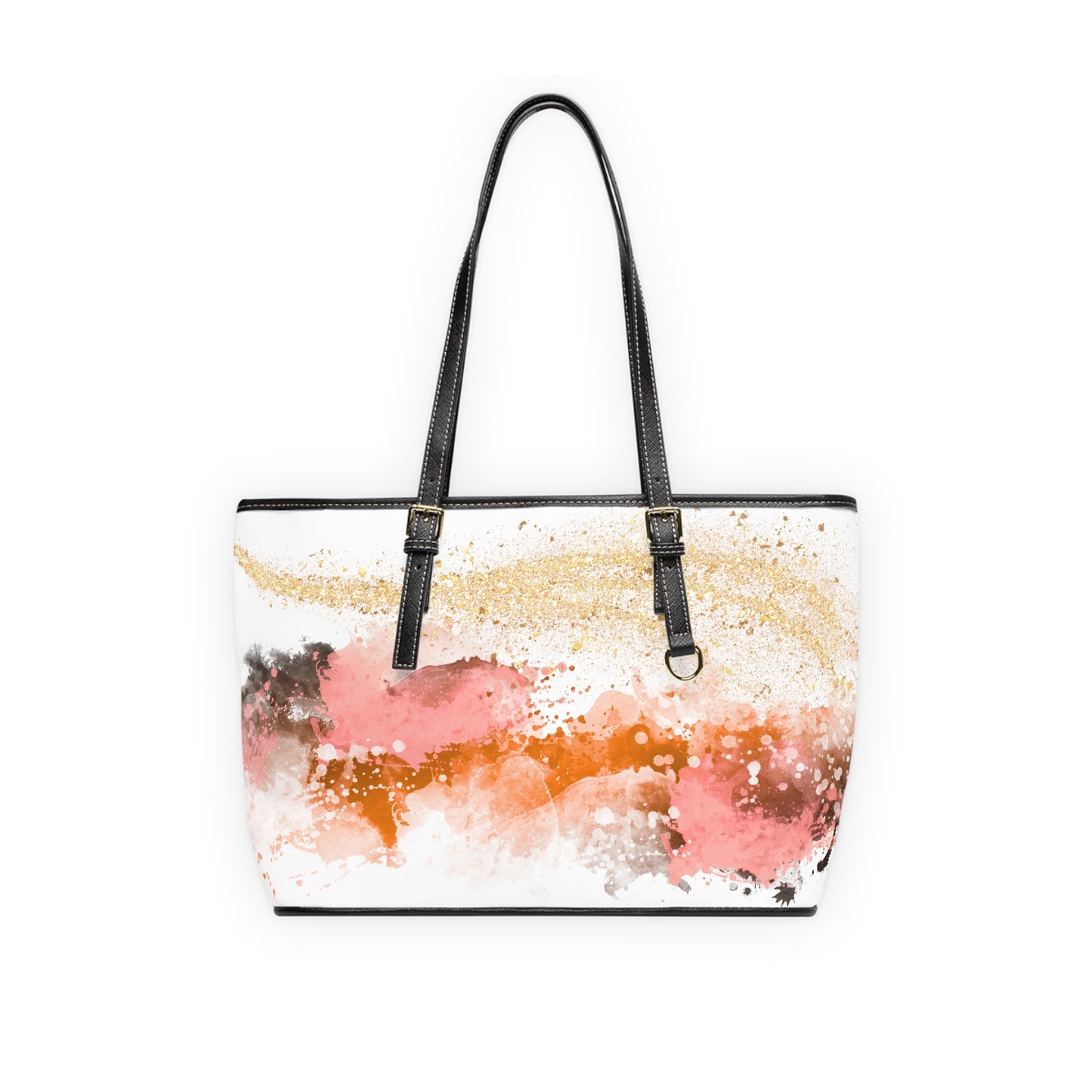 Sunset Watercolor Leather Shoulder Bag – Elegant Artistic Tote – Boho Chic Handbag