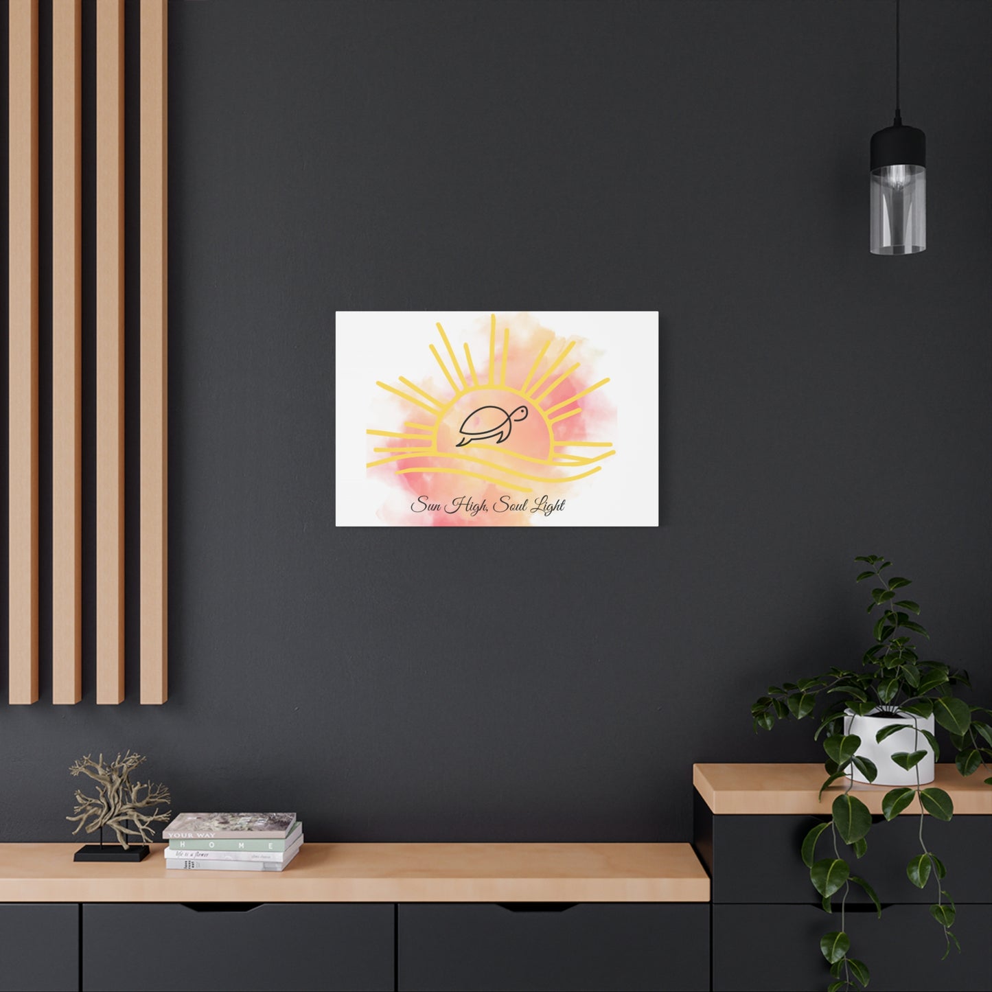 Sun High Soul Light Canvas – Watercolor Turtle & Sunrise Wall Art | Coastal Inspirational Decor