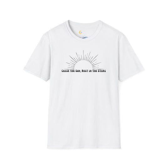 Chase the Sun, Rest in the Stars Tee – Minimalist Celestial Shirt