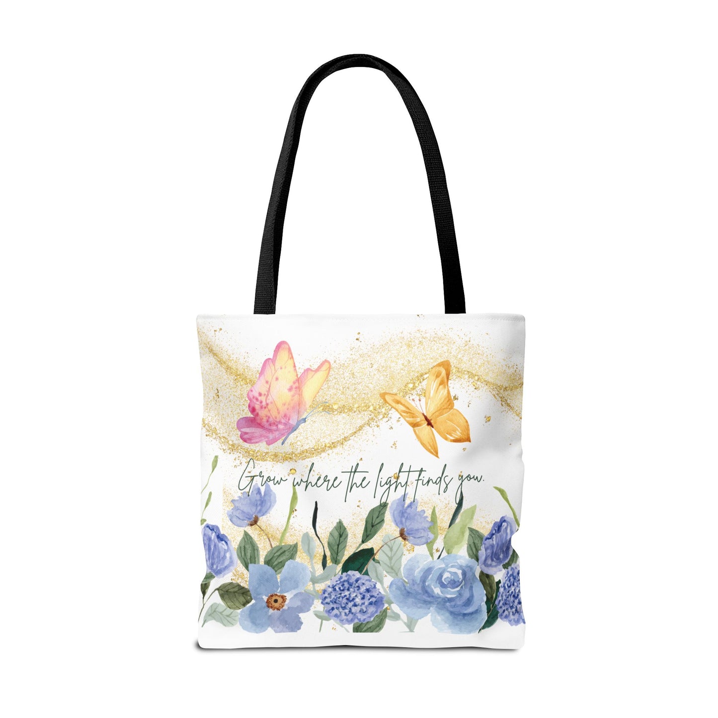 Inspirational Floral Tote Bag - "Grow Where the Light Finds You"