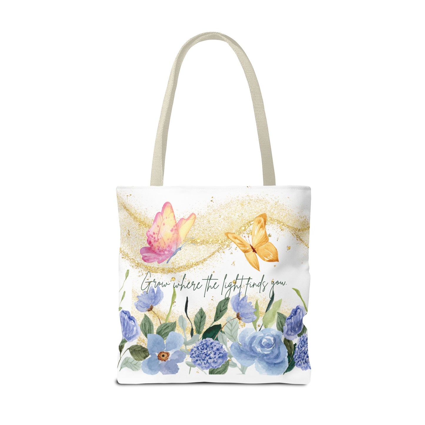 Inspirational Floral Tote Bag - "Grow Where the Light Finds You"