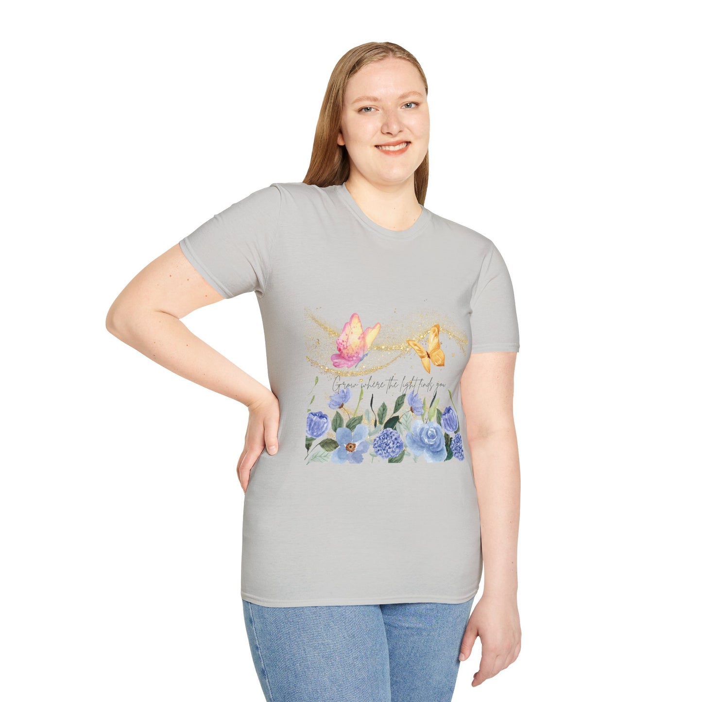 Butterfly Blossom Unisex Softstyle T-Shirt - Inspirational Floral Design