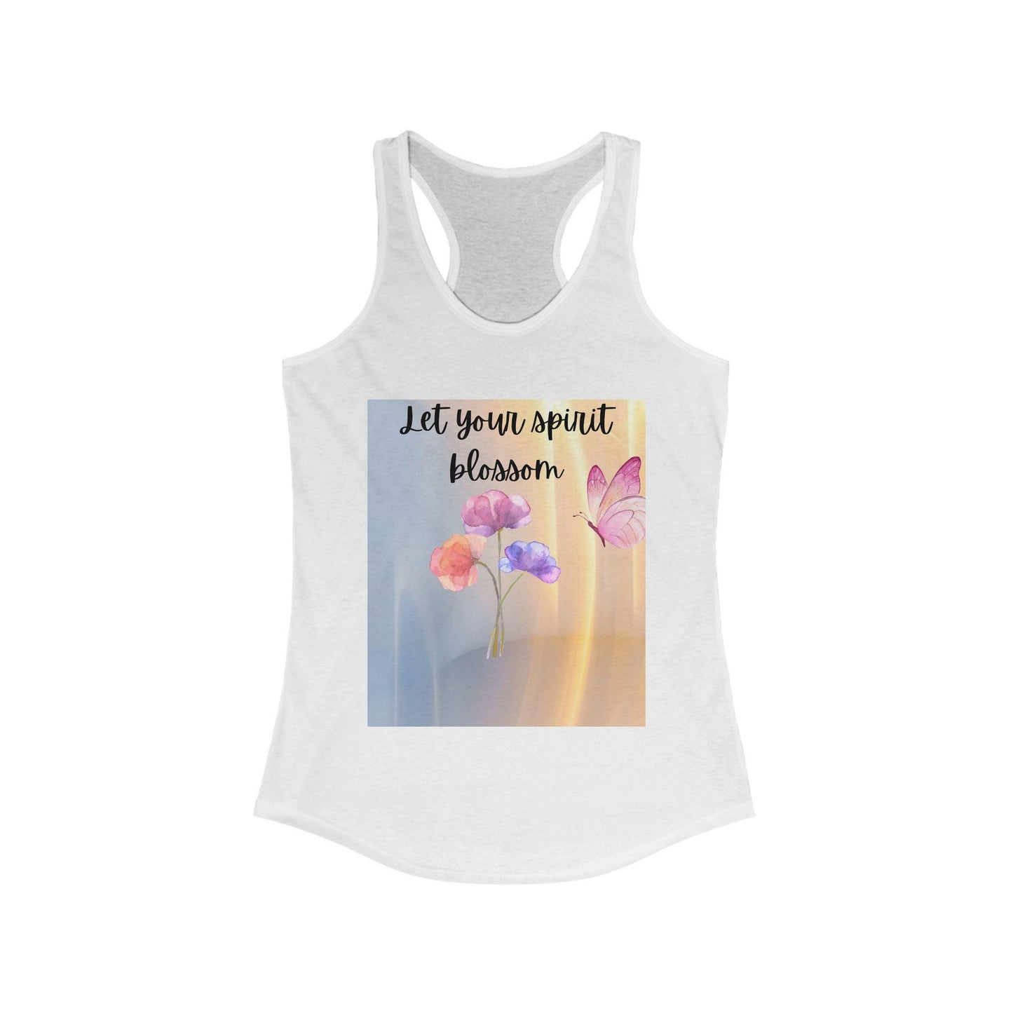 Inspirational Racerback Tank Top, Let Your Spirit Blossom Shirt, Motivational Workout Top, Gift for Mindfulness, Women's Activewear