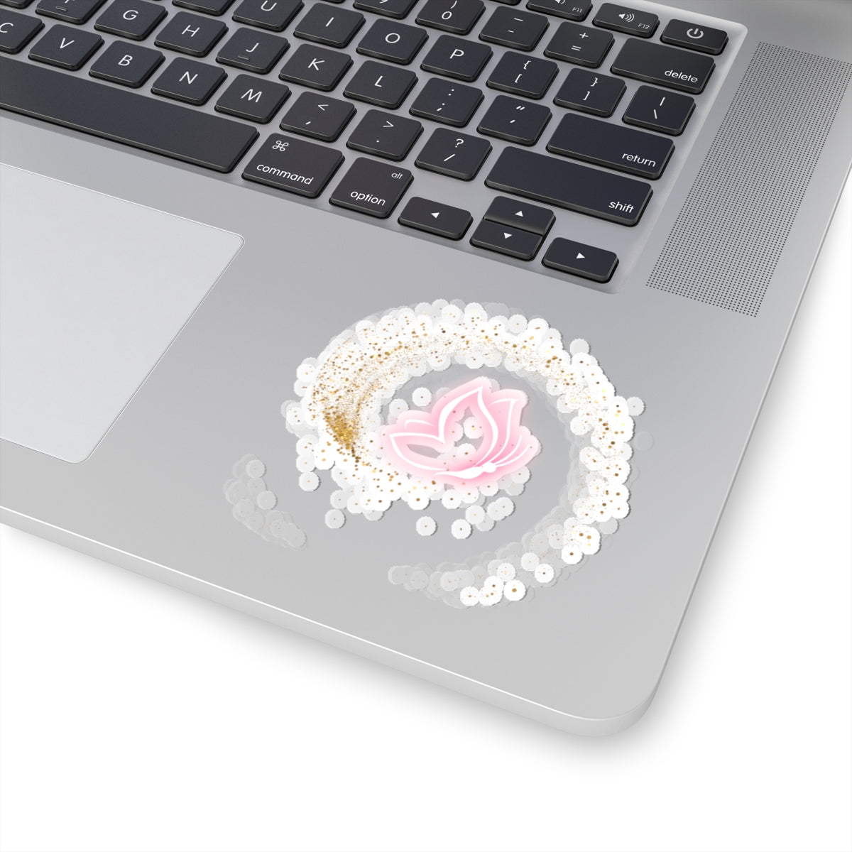Elegant Pink Butterfly Sticker – Pink and Gold Inspirational Floral Art – Laptop, Water Bottle, Gift for Herarty Favors