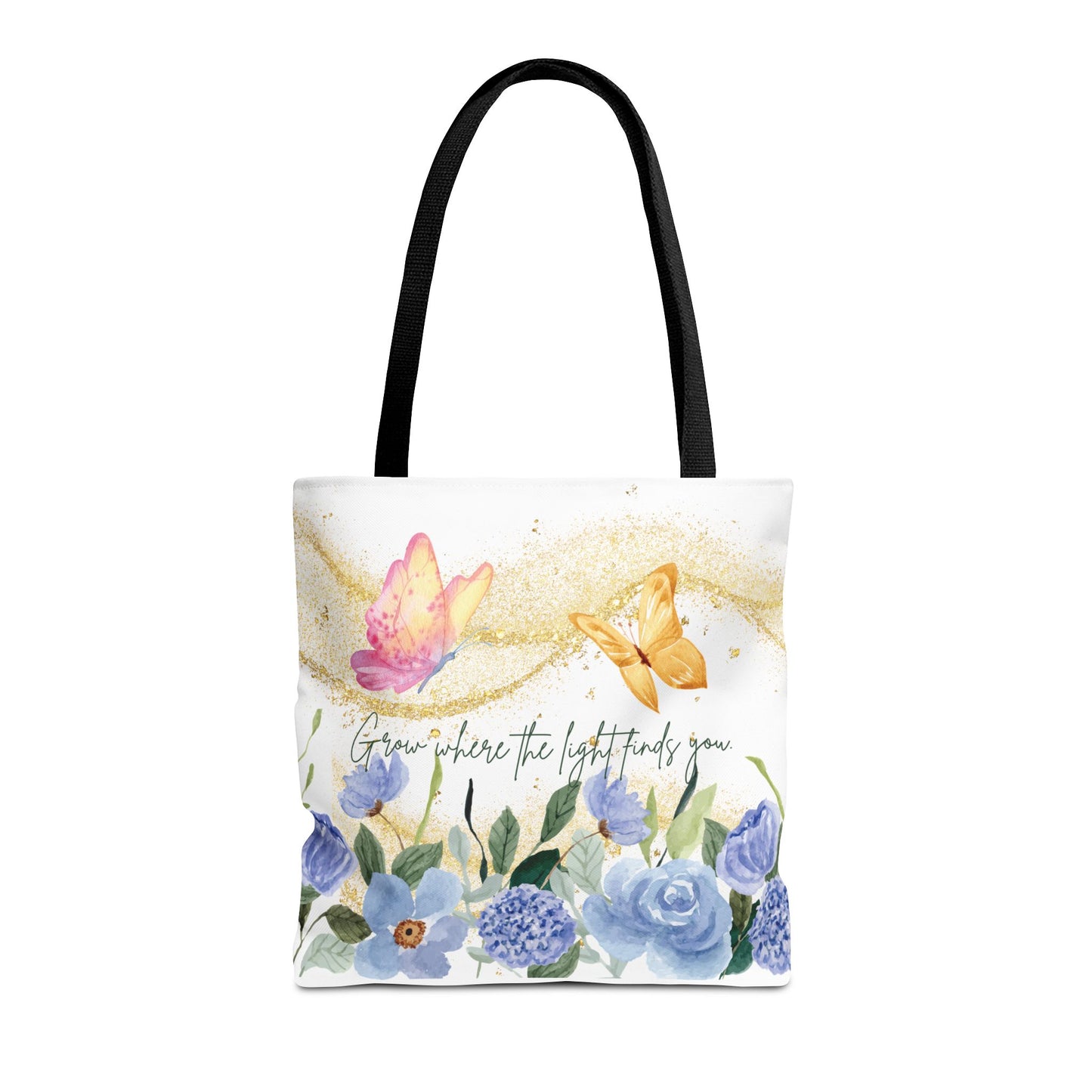 Inspirational Floral Tote Bag - "Grow Where the Light Finds You"