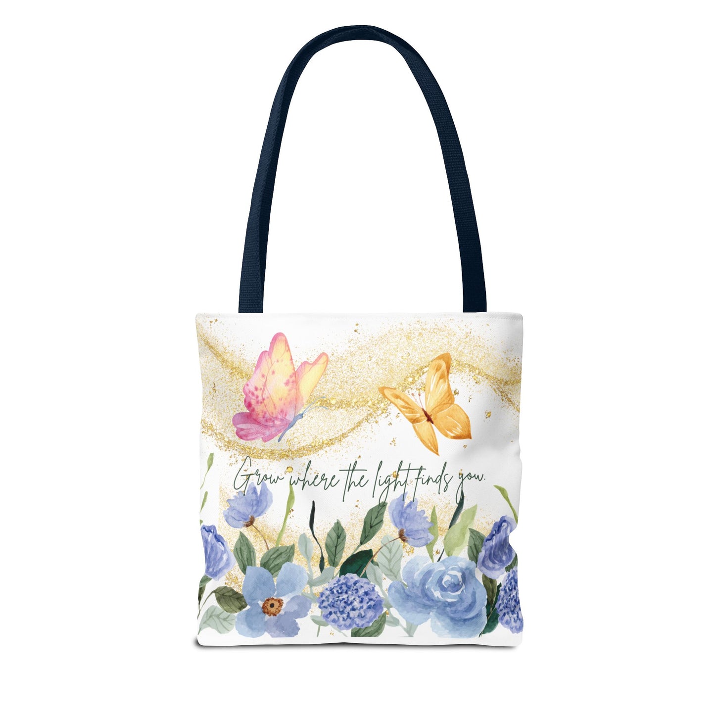 Inspirational Floral Tote Bag - "Grow Where the Light Finds You"