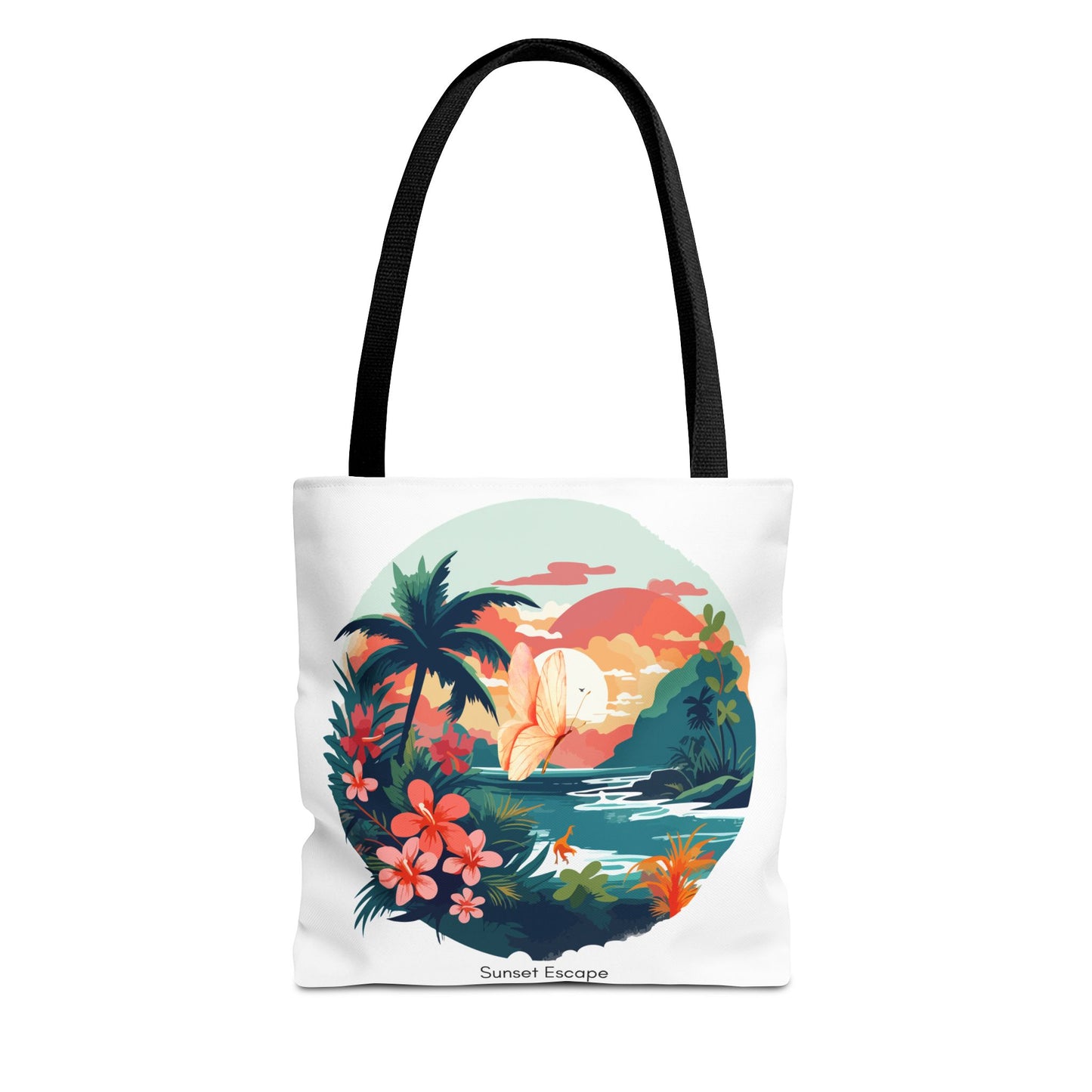 Sunset Escape Tote Bag – Tropical Butterfly Design | “Drift. Dream. Escape.” | Stardust Cove