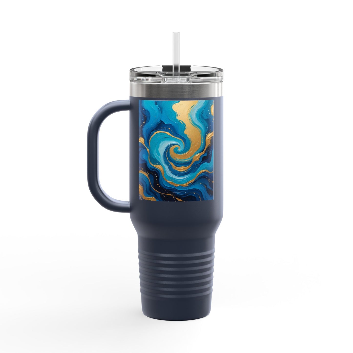 Tide Dreams 40oz Travel Mug – Celestial Ocean Swirl Tumbler with Straw Lid, Insulated Hydration Gift for Her