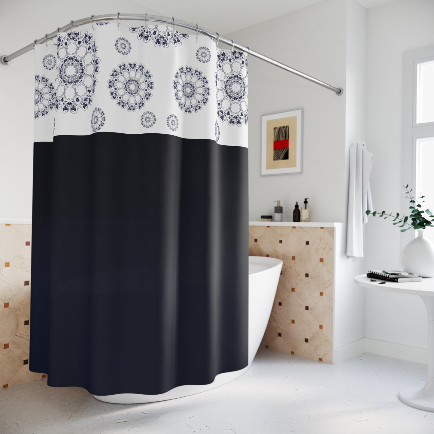 Elegant Mandala Shower Curtain | Boho Bathroom Decor | Modern Home Accessory | Gift for New Homeowners, Wedding, Housewarming