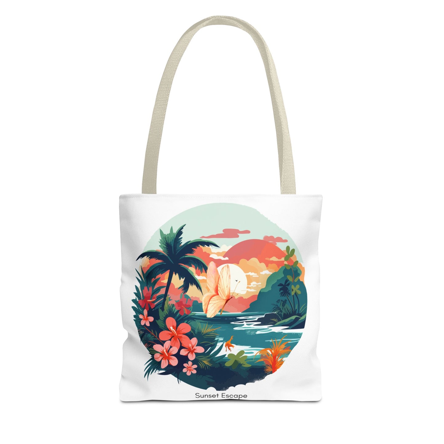 Sunset Escape Tote Bag – Tropical Butterfly Design | “Drift. Dream. Escape.” | Stardust Cove