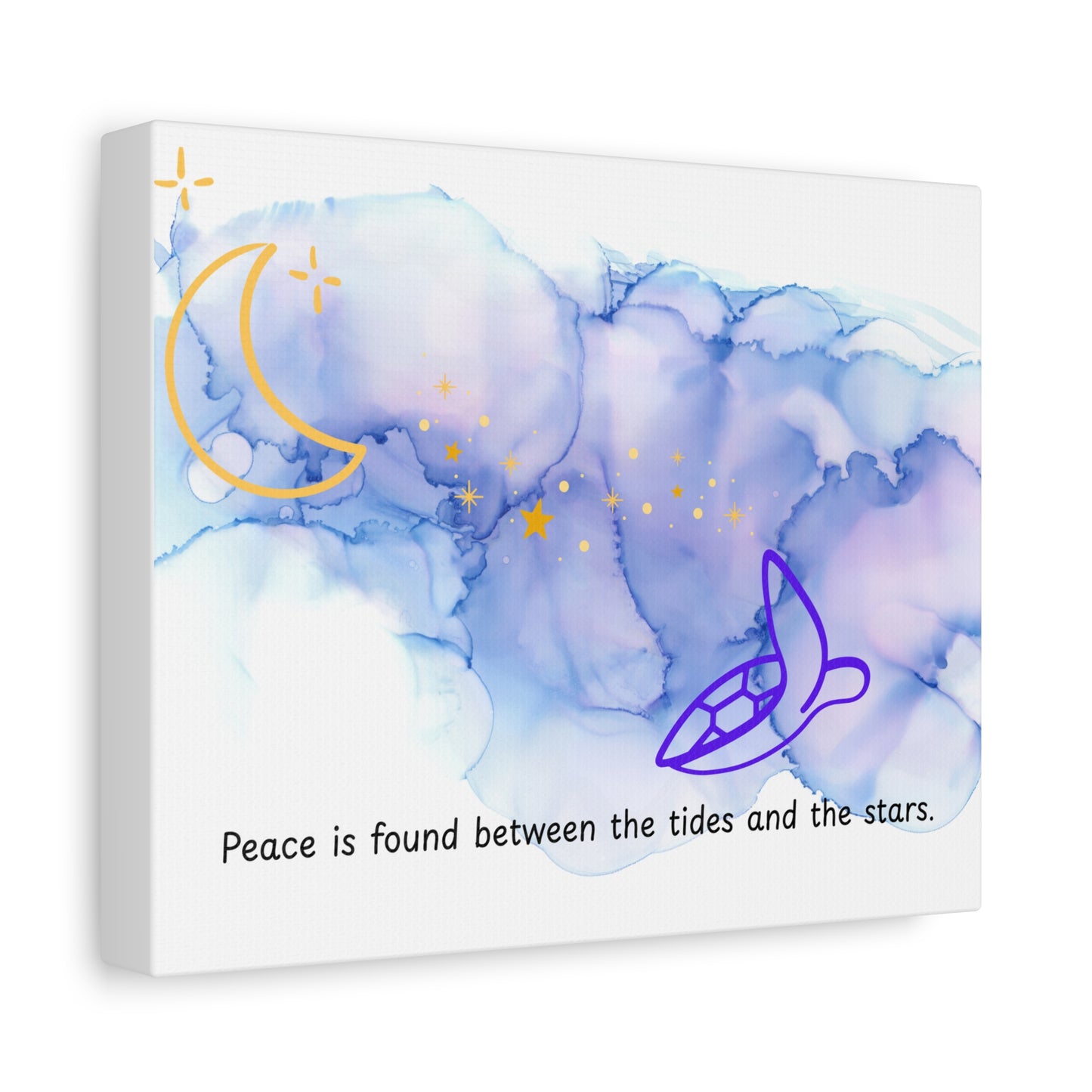 Inspirational Canvas Art - 'Peace is Found Between the Tides and the Stars' Celestial Ocean Canvas Wall Art – Moon, Stars & Tides Quote | Stardust Cove