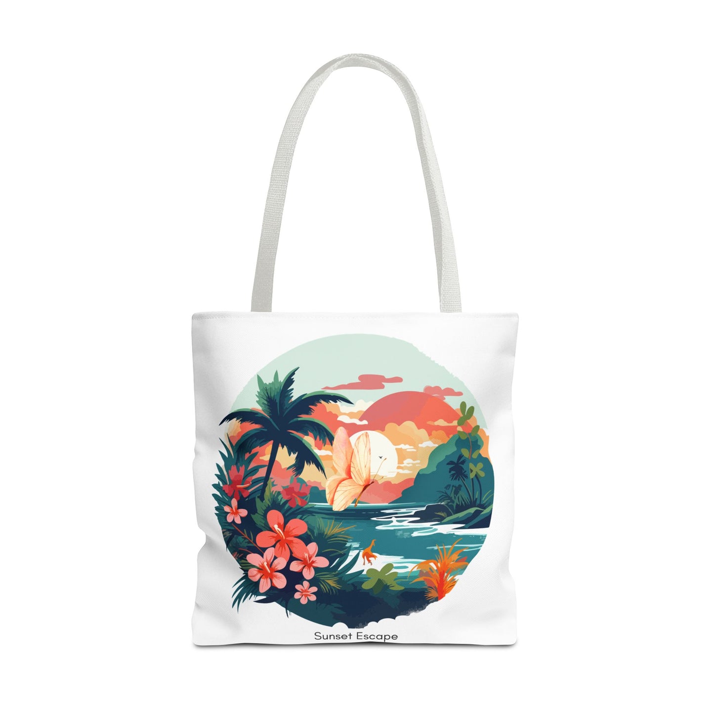 Sunset Escape Tote Bag – Tropical Butterfly Design | “Drift. Dream. Escape.” | Stardust Cove