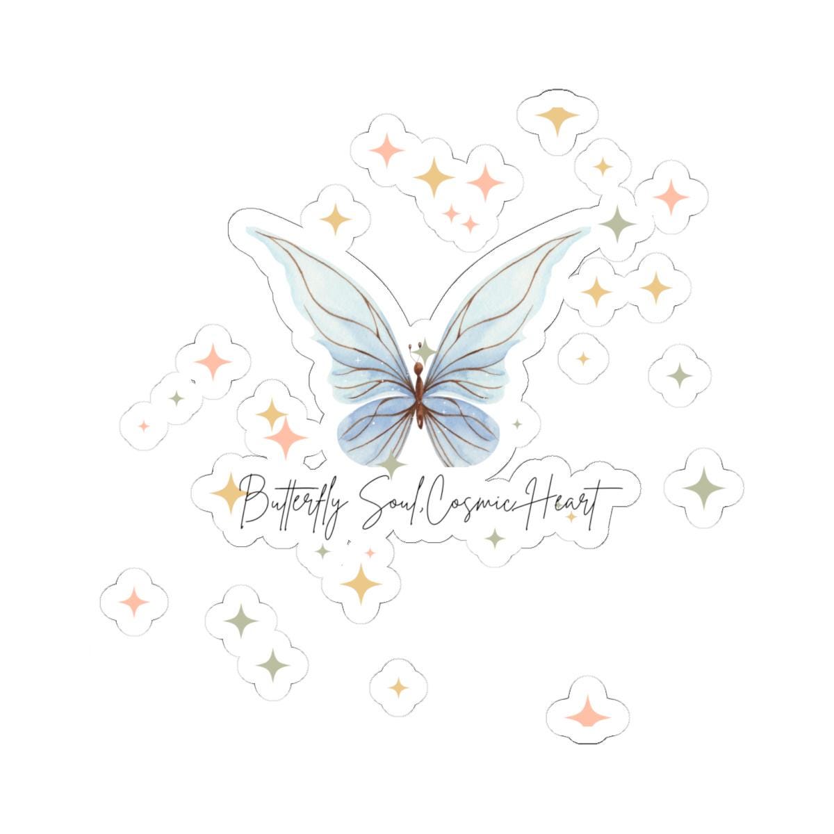 Whimsical Butterfly Kiss-Cut Stickers, Aesthetic Laptop Decals, Cosmic Heart Design, Cute Stationery, Nature-Inspired Gifts