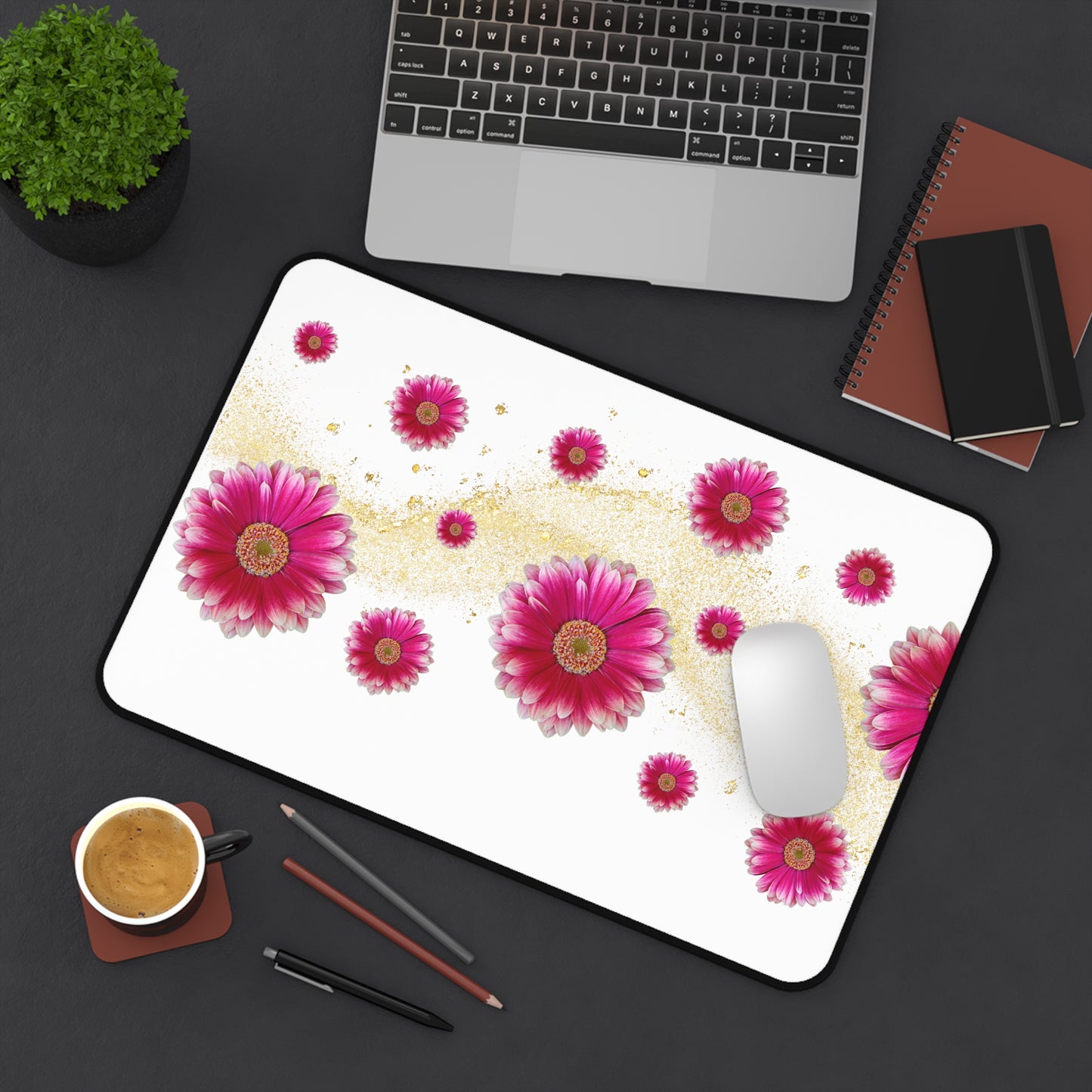 Floral Desk Mat - Decorative Office Accessory, Laptop Pad, Gift for Home Office, Student Workspace, Flower Design Decor