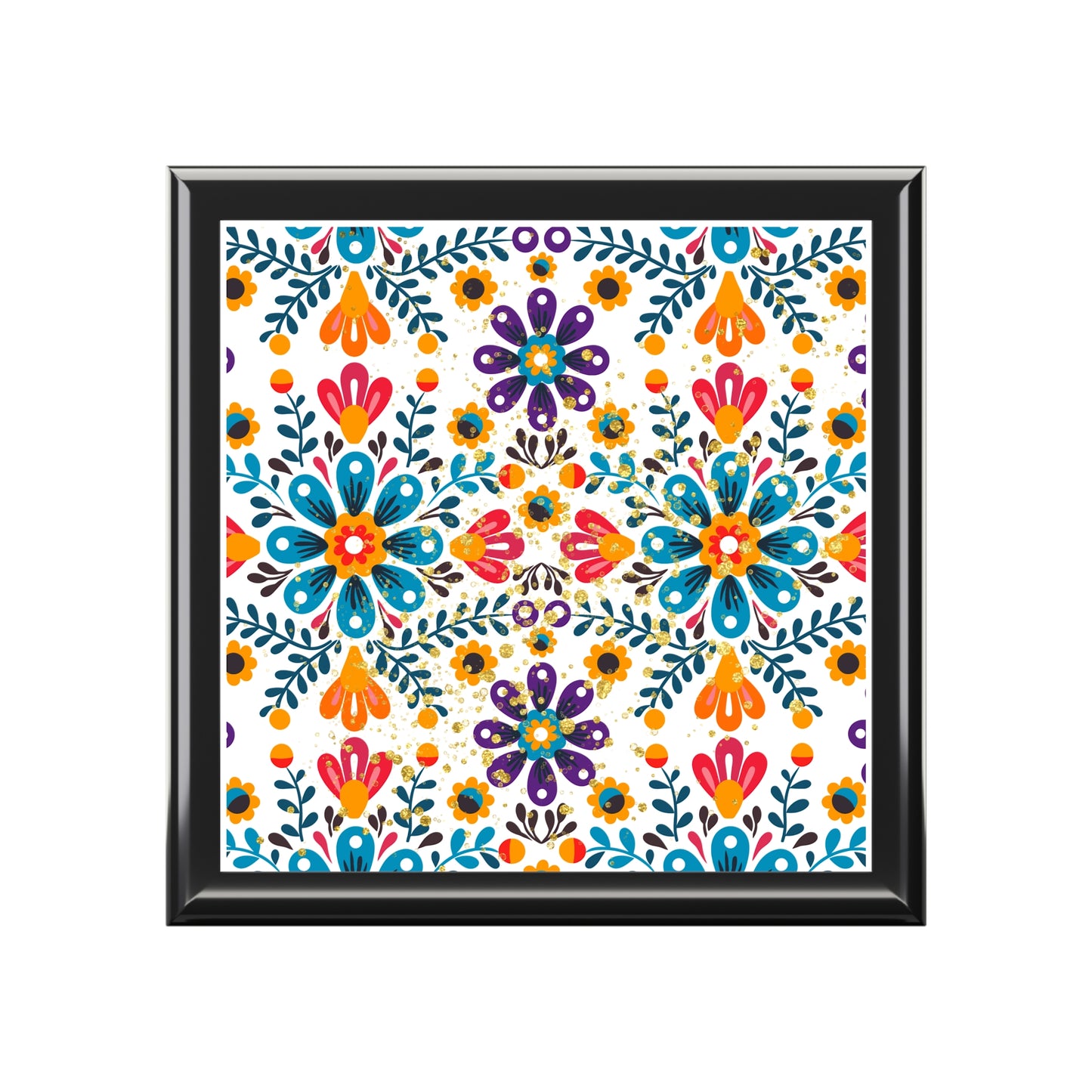 Celestial Bloom Jewelry Box – Boho Floral Folk Art Keepsake Box | Colorful Gift for Her | Stardust Cove