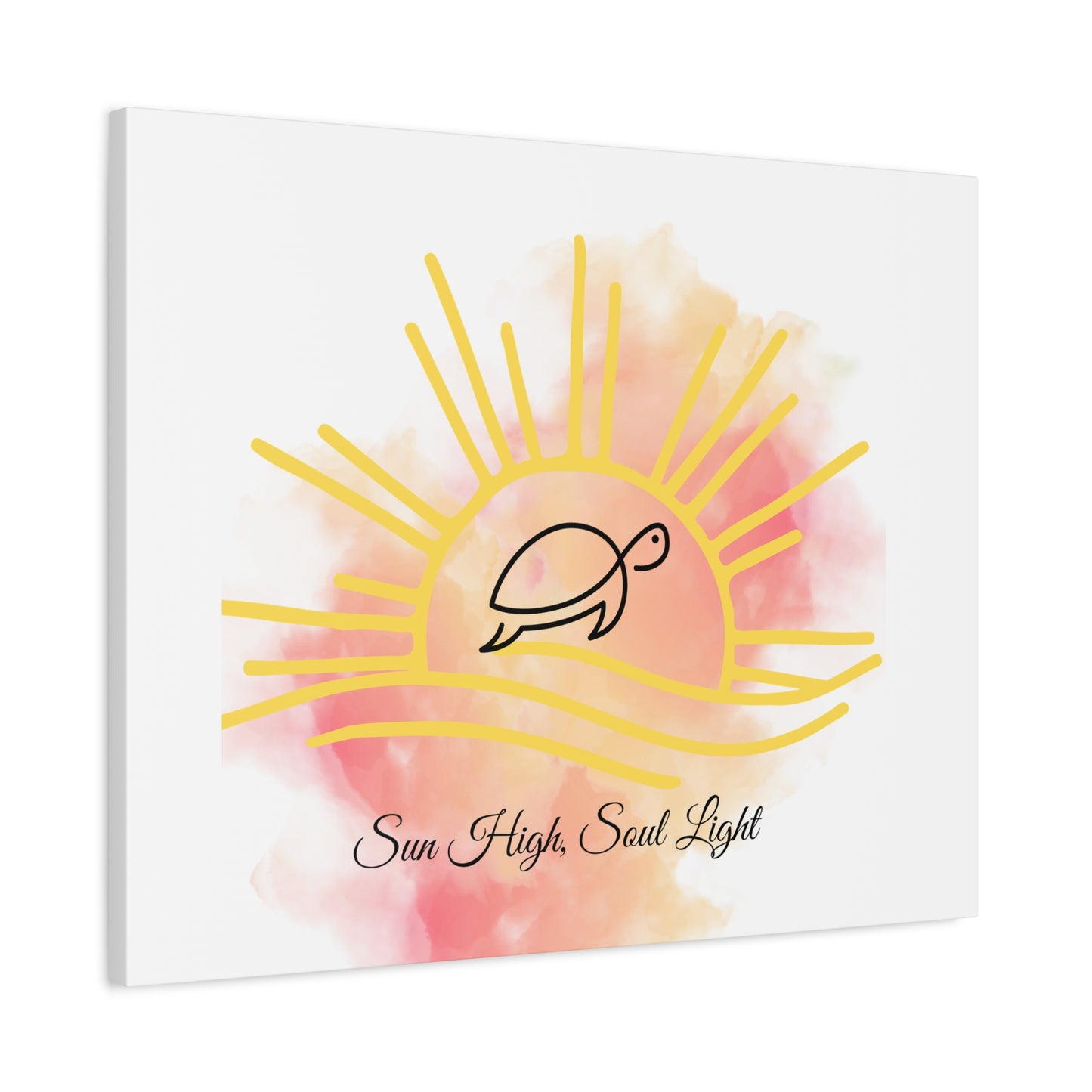Sun High Soul Light Canvas – Watercolor Turtle & Sunrise Wall Art | Coastal Inspirational Decor