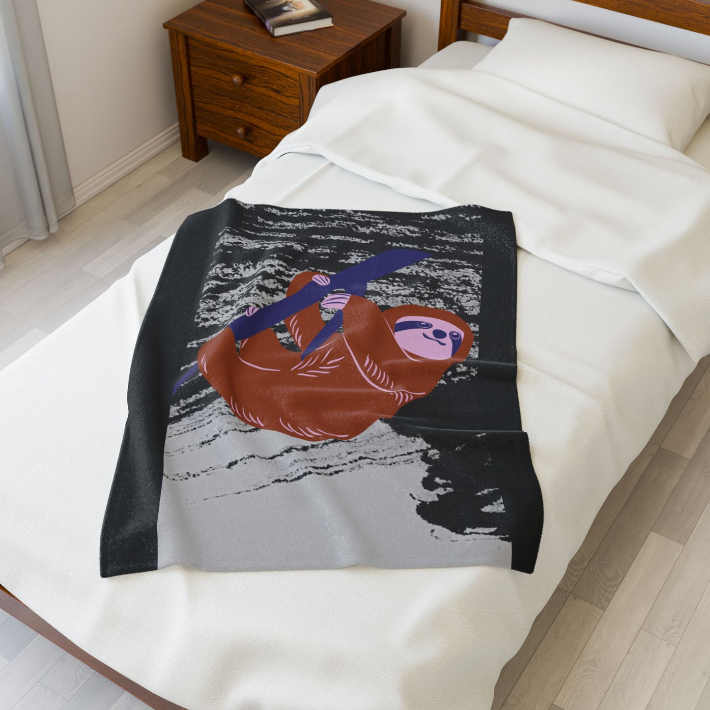 Cozy Sloth Velveteen Plush Blanket – Perfect for Relaxation and Snuggling