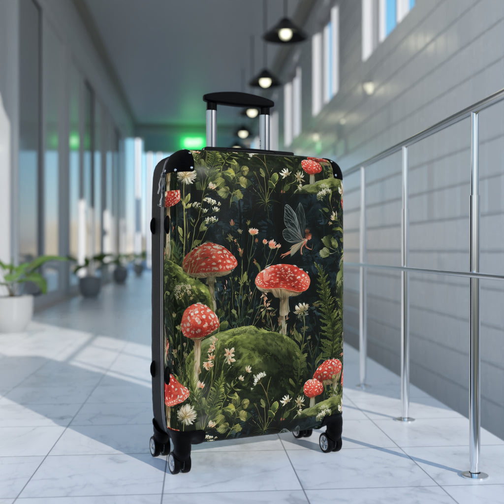 Mushroom Forest Suitcase – Botanical Toadstool Carry-On Luggage