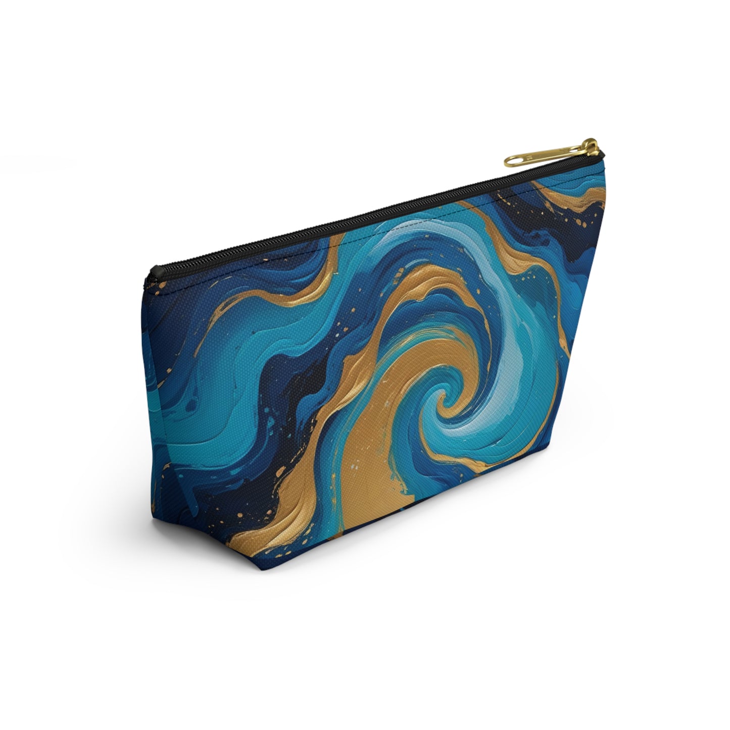 Tide Dreams Accessory Pouch – Celestial Blue & Gold Swirl Bag