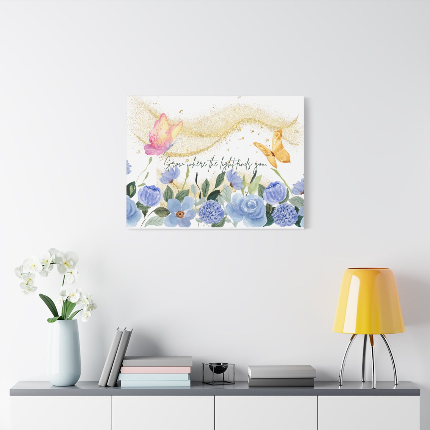Inspirational Floral Canvas Art - "Grow Where the Light Finds You"