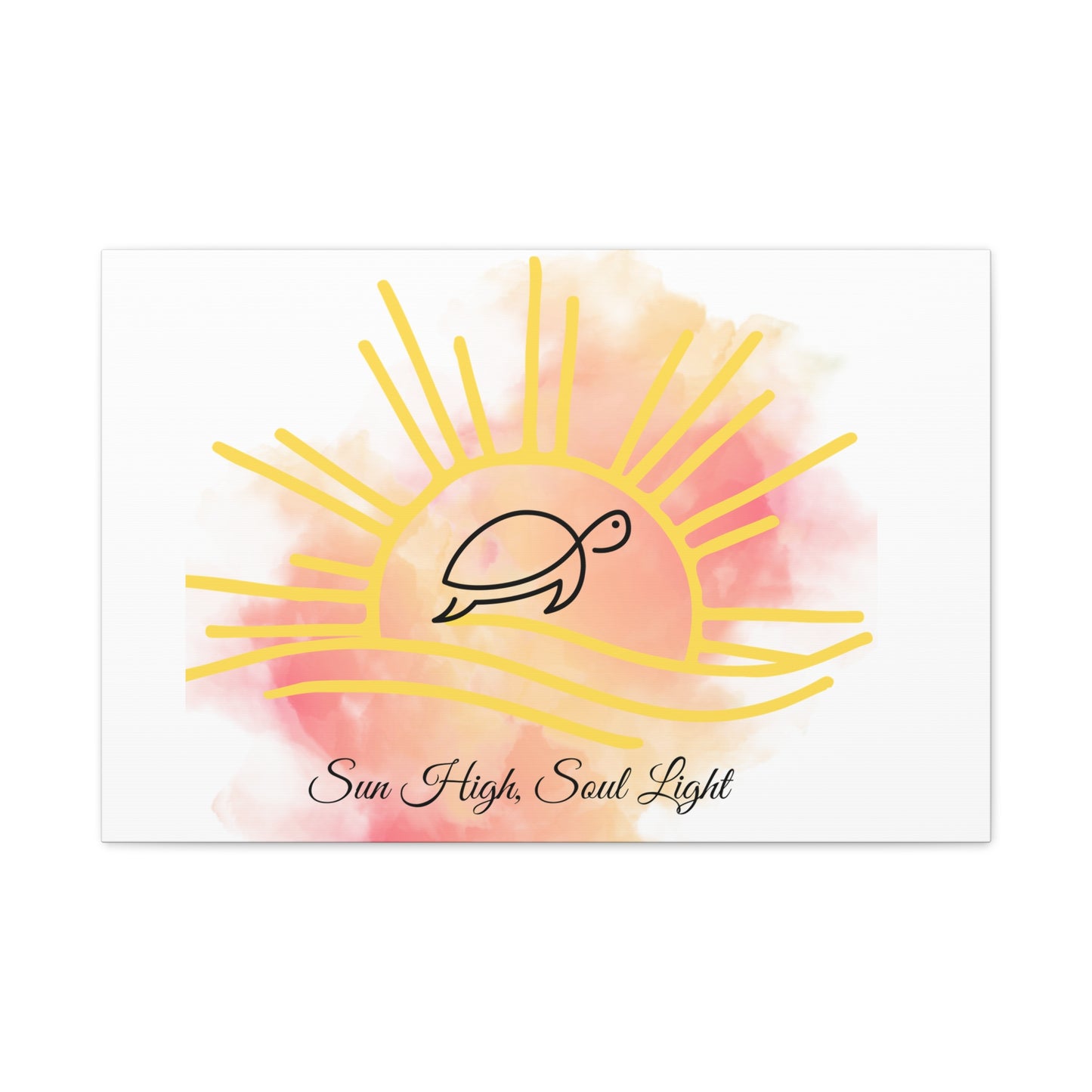 Sun High Soul Light Canvas – Watercolor Turtle & Sunrise Wall Art | Coastal Inspirational Decor