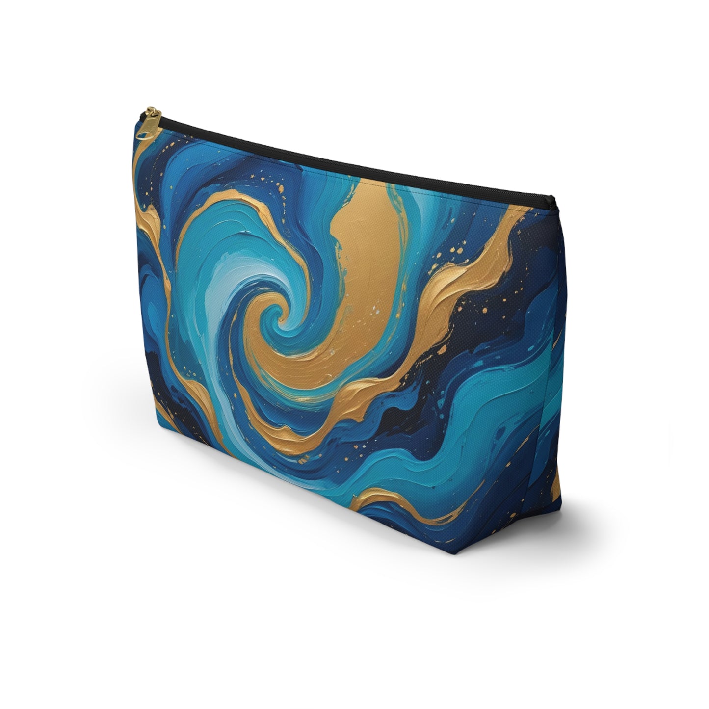 Tide Dreams Accessory Pouch – Celestial Blue & Gold Swirl Bag
