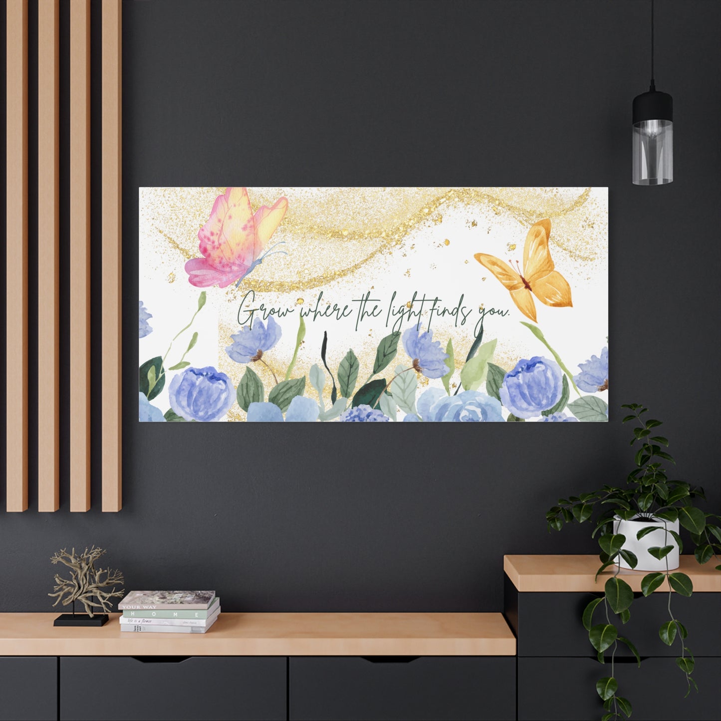 Inspirational Floral Canvas Art - "Grow Where the Light Finds You"