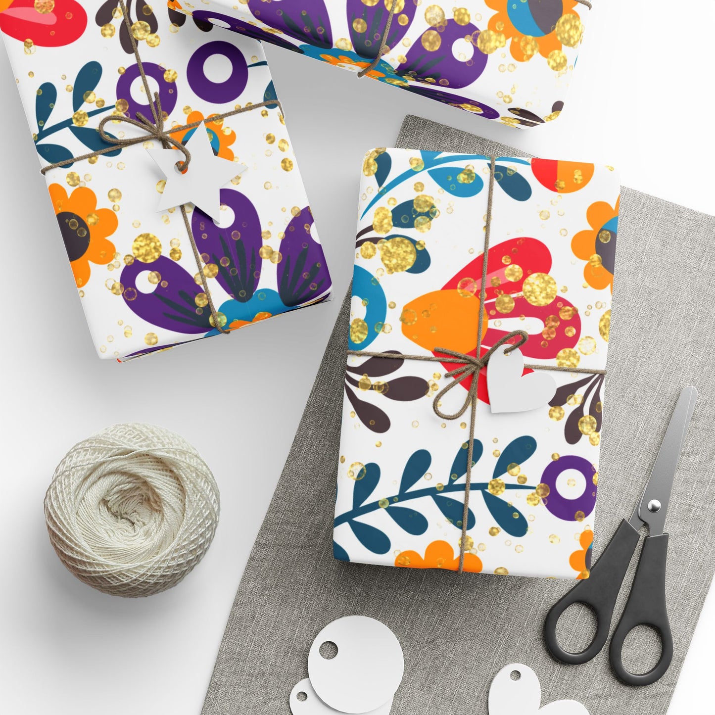 Vibrant Floral Wrapping Paper, Colorful Gift Wrap, Birthday, Holiday, Celebration, Eco-Friendly, Handmade